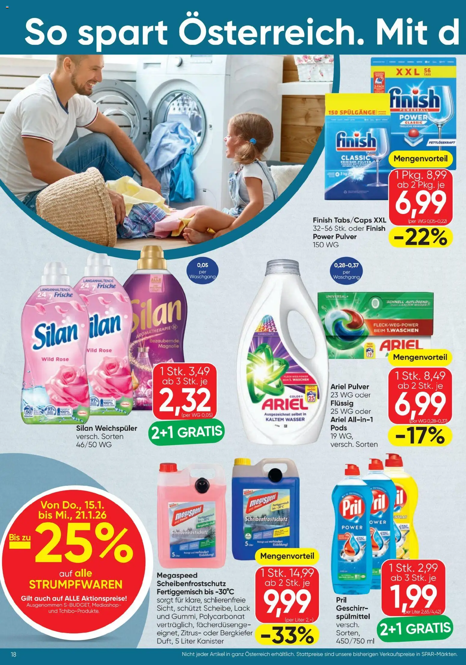 Spar Flugblatt gültig ab 15.01.2026 | Seite: 18 | Produkte: Wasser, Weichspüler