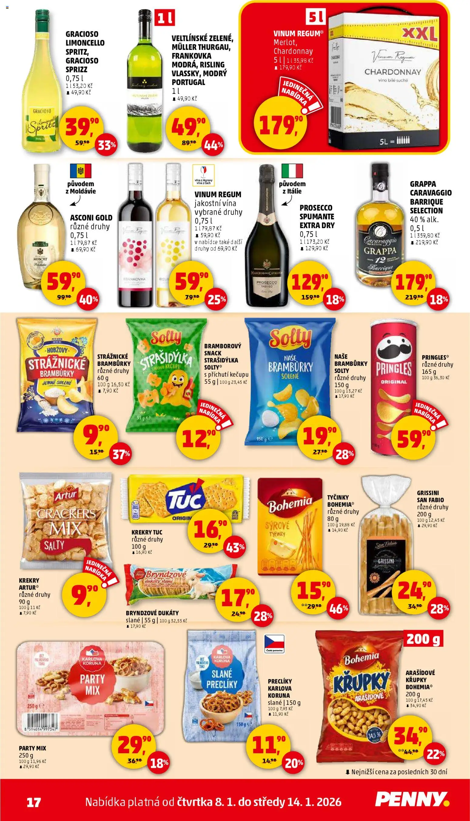 Penny Market leták - Čtvrtečník od 08.01.2026 | Strana: 17 | Produkty: Bramburky, Krekry, Party mix, Sprite