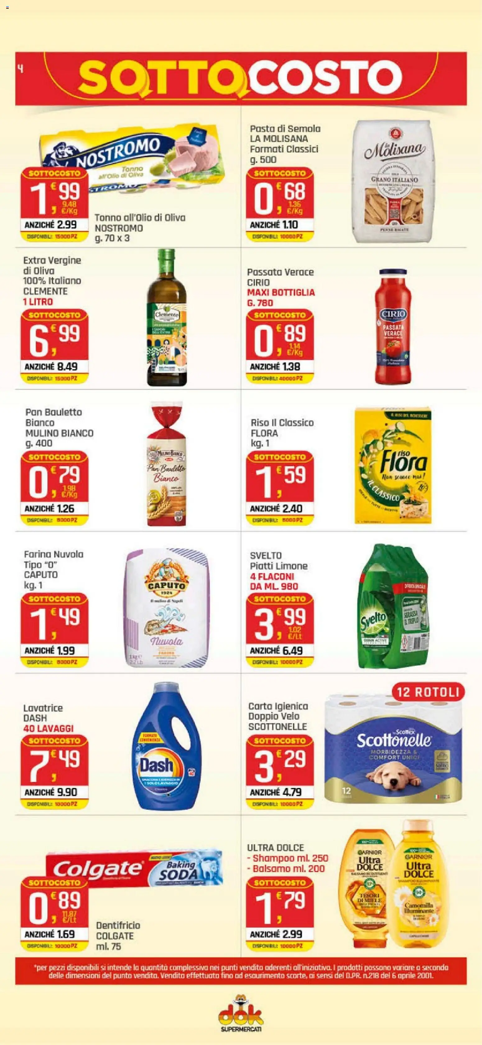 Volantino DOK del 19.03.2026 | Pagina: 4 | Prodotti: Carta igienica, Limone, Farina, Tonno
