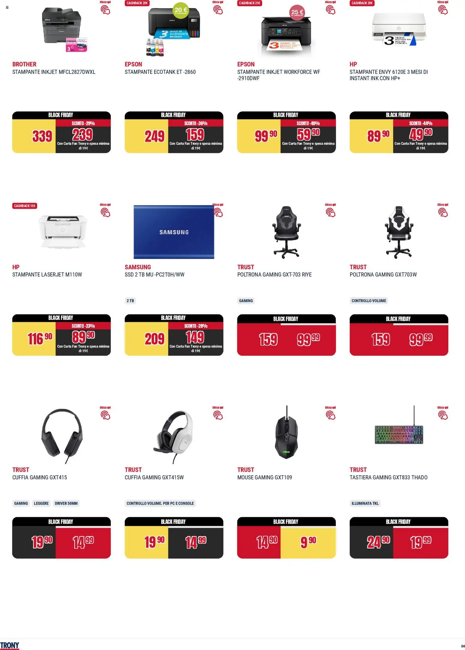 Volantino Trony del 25.11.2025 | Pagina: 4 | Prodotti: PC, Fan, Poltrona, Samsung