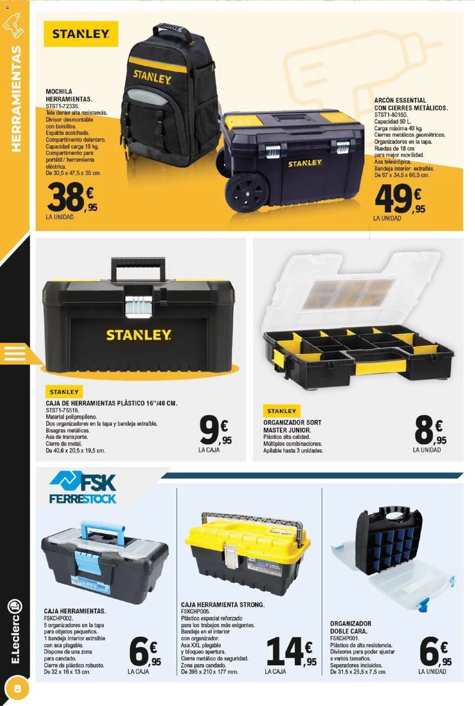 E.Leclerc folleto │ válido desde el 21.01.2026 | Página: 8 | Productos: Mochila, Organizador, Bandeja, Caja