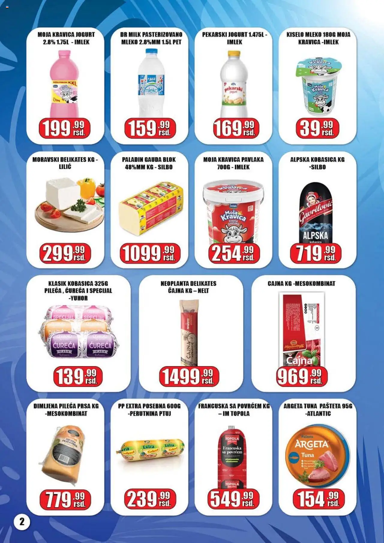 Gala MARKET katalog - važi od 05.08.2025 | Strana: 2 | Proizvode: Moja kravica, Dimljena pileća prsa, Jogurt, Pašteta