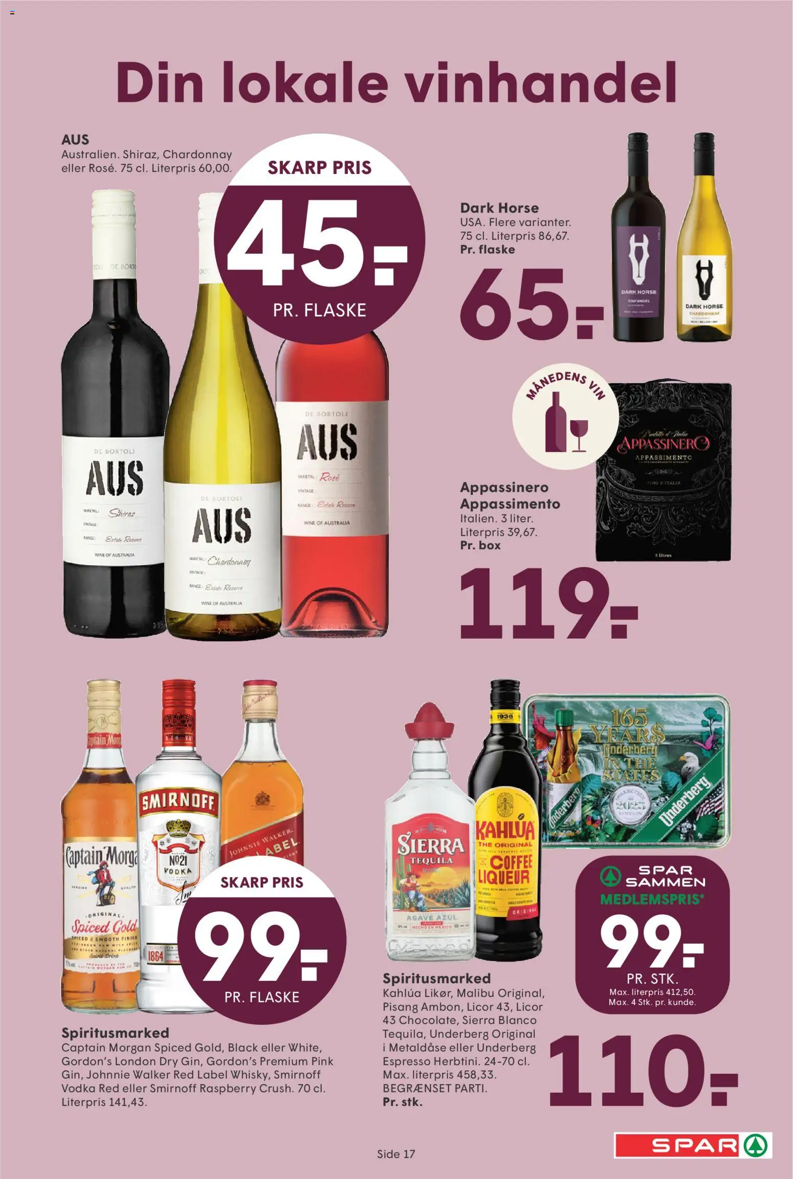 Spar tilbudsavis – gyldig fra 31.10.2025 | Side: 17 | Produkter: Vin, Vodka