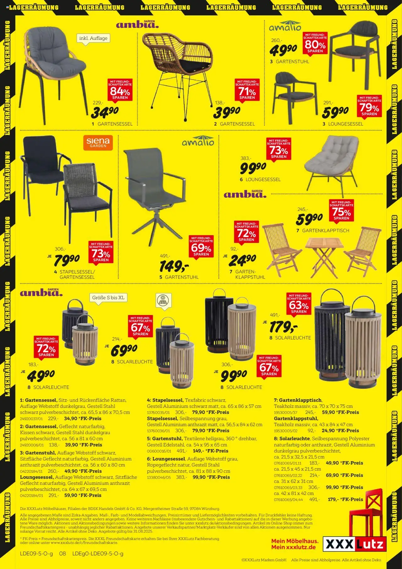 XXXL Lutz Gartenmöbelabverkauf - gültig ab dem 04.08.2025 | Seite: 8 | Produkte: Kissen, Solarleuchte