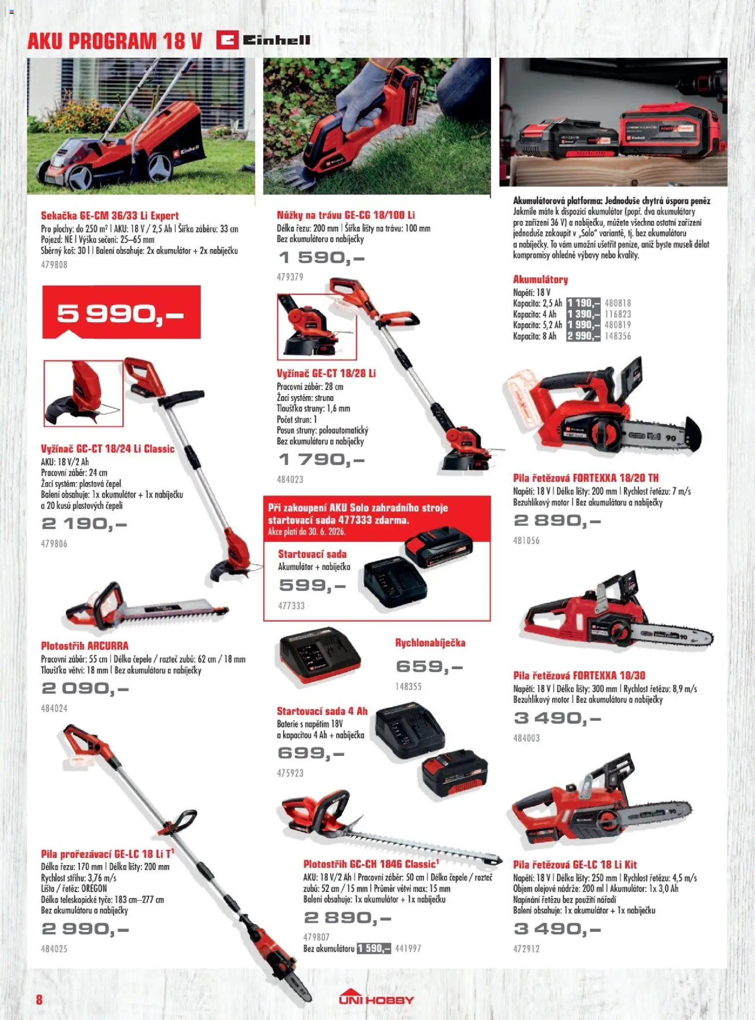 Uni Hobby katalog - Zahradní technika 2026 od 13.03.2026 | Strana: 8 | Produkty: Nůžky, Nářadí, Sekačka, Pila