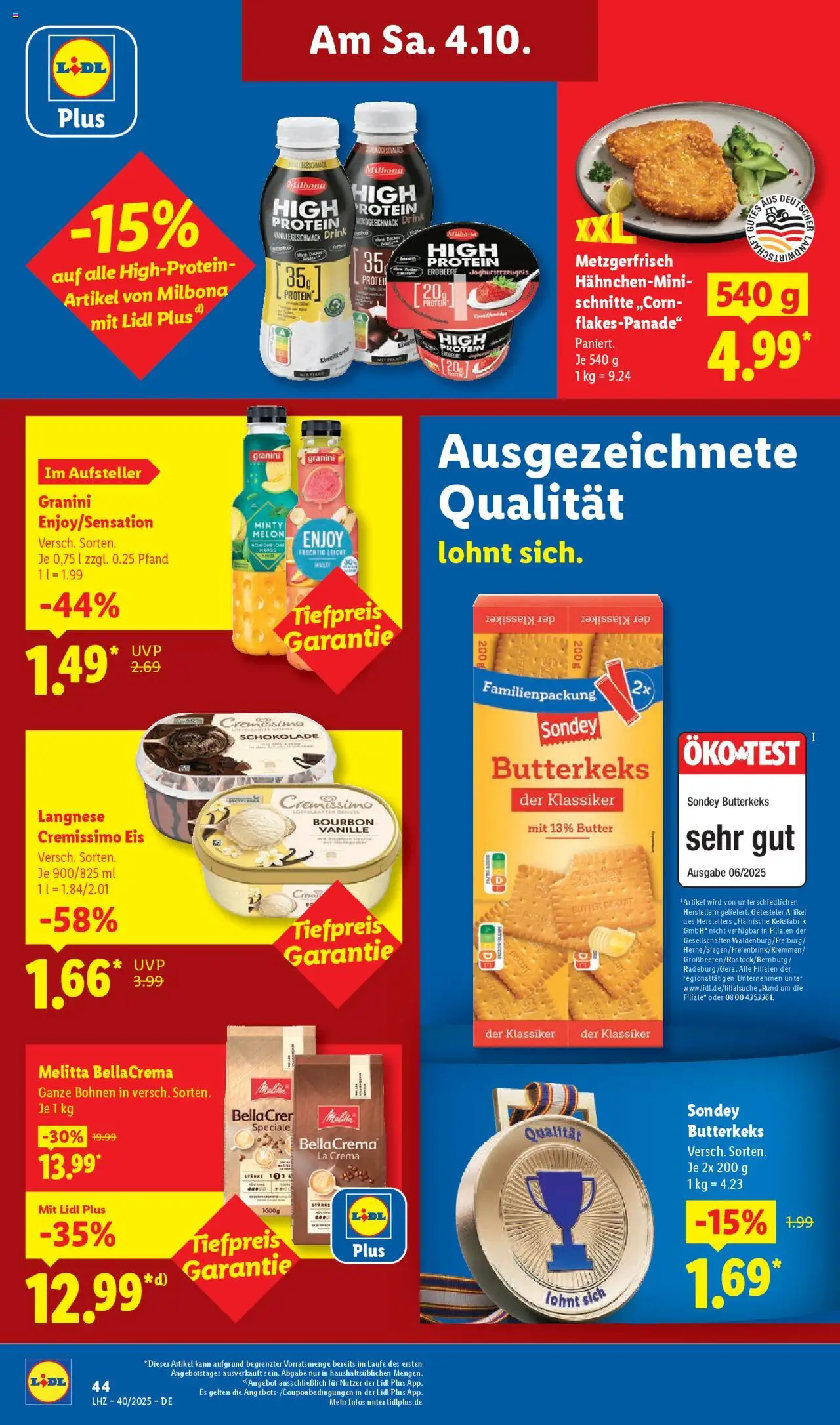 Lidl Prospekt Lüchow – gültig ab 29.09.2025 | Seite: 62 | Produkte: Cremissimo, Butter, Schokolade, Granini