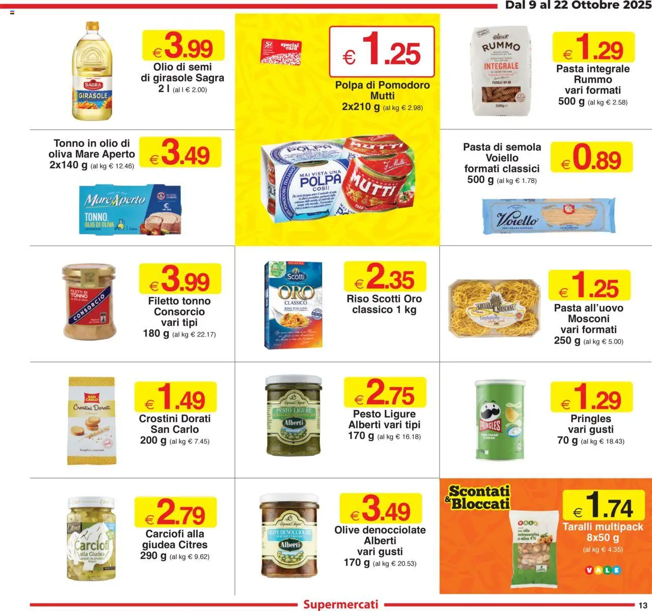 Volantino Sì con Te del 09.10.2025 | Pagina: 13 | Prodotti: Tagliatelle, Pomodoro, Olio, Pesto