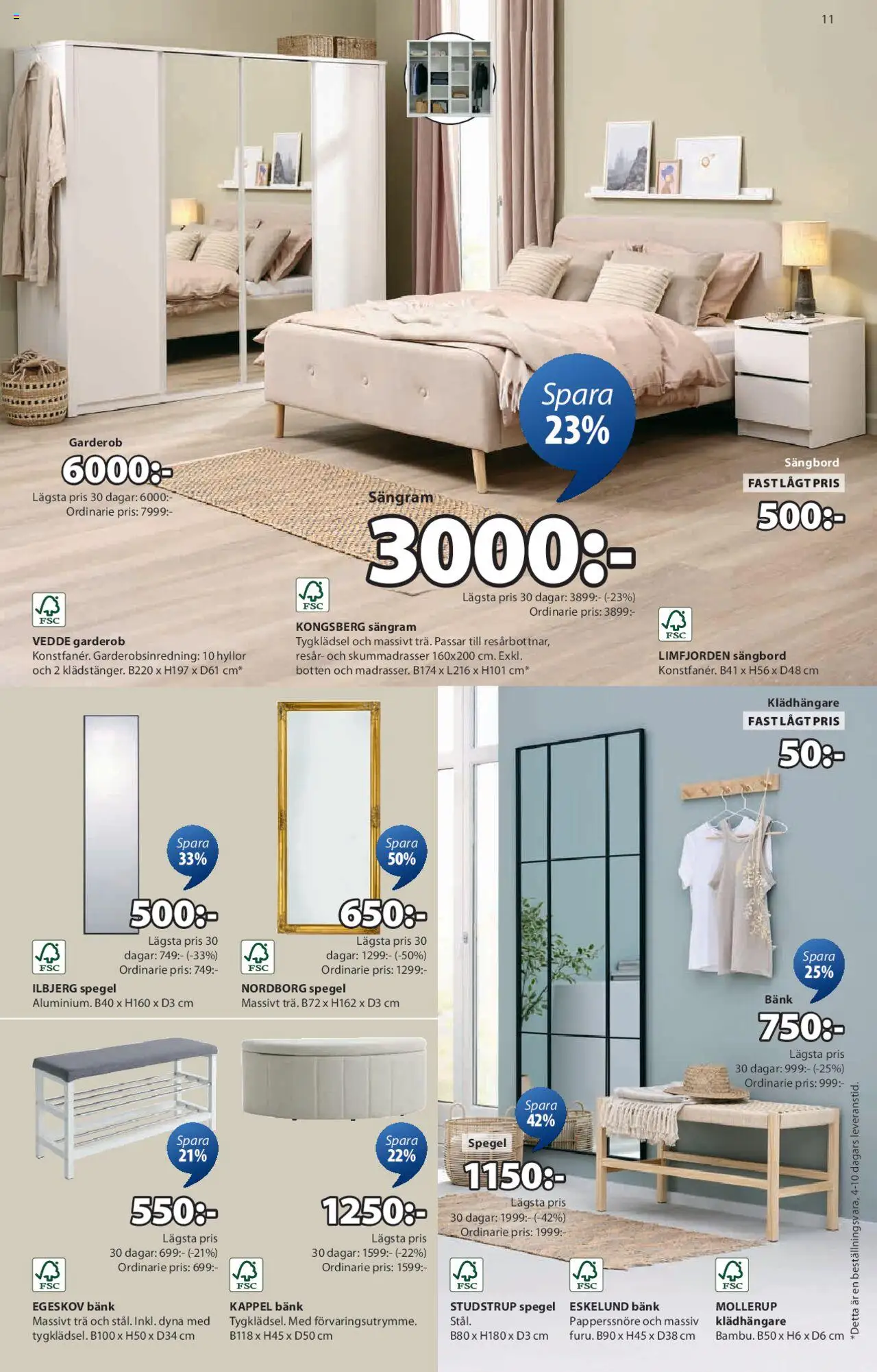JYSK reklamblad aktuell från 18.08.2025 | Sida: 12 | Produkter: Sängram, Garderob, Spegel, Klädhängare