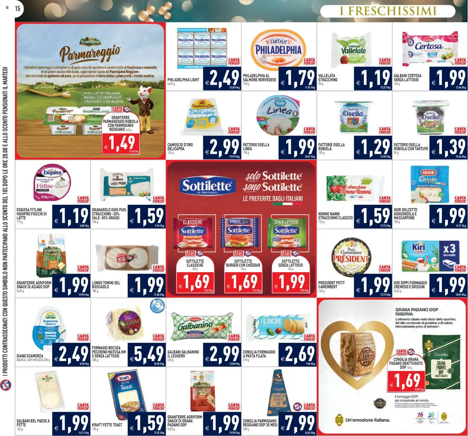 Volantino PIM Supermercati del 27.12.2025 | Pagina: 15 | Prodotti: Fiocchi, Latte, Stracchino, Parmigiano reggiano