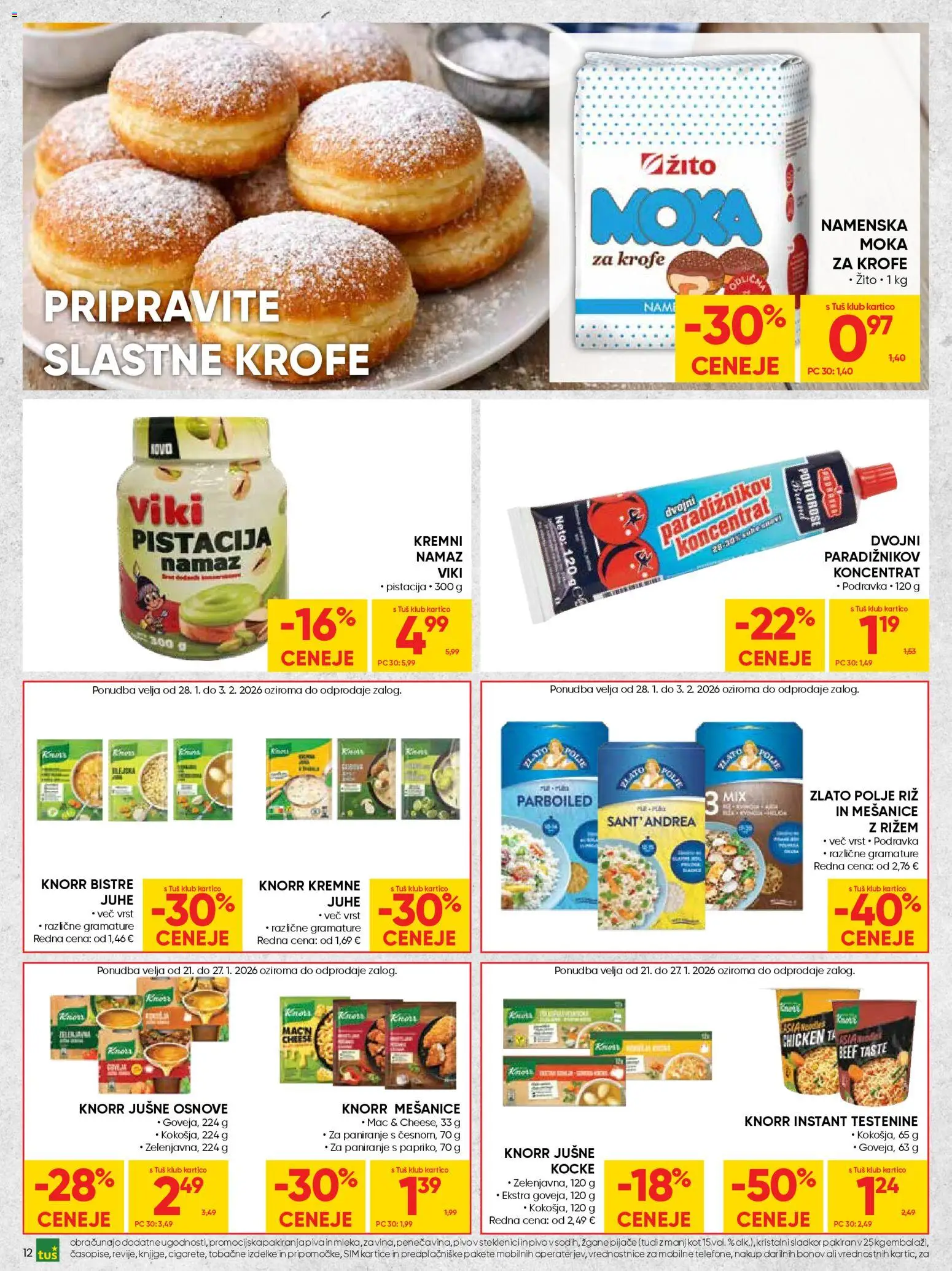 Novi Tuš katalog ponudbe – veljaven od 21.01.2026 | Stran: 12 | Izdelki: Moka, Namaz, Top doble cara, Riz