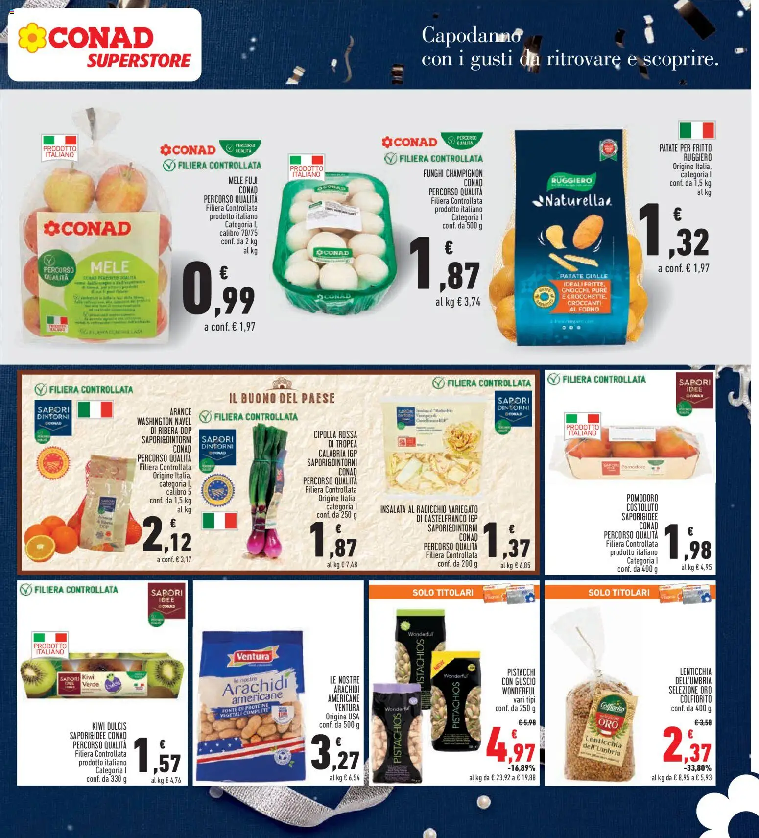 Volantino Conad del 27.12.2025 | Pagina: 5 | Prodotti: Mele, Patate, Pomodoro, Funghi