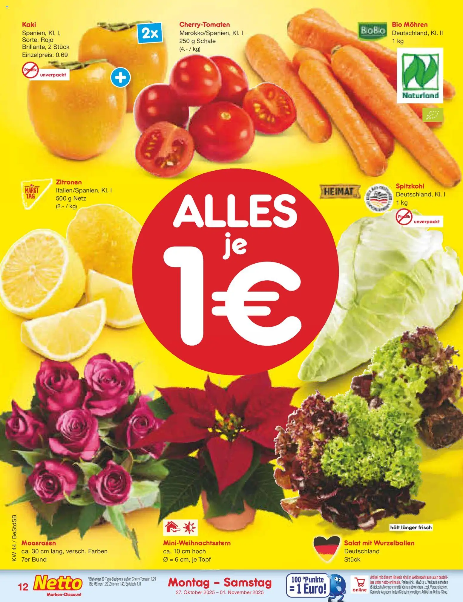 Netto Marken-Discount Prospekt 	 – gültig ab 27.10.2025 | Seite: 14 | Produkte: Mohren, Kaki, Salat, Zitronen