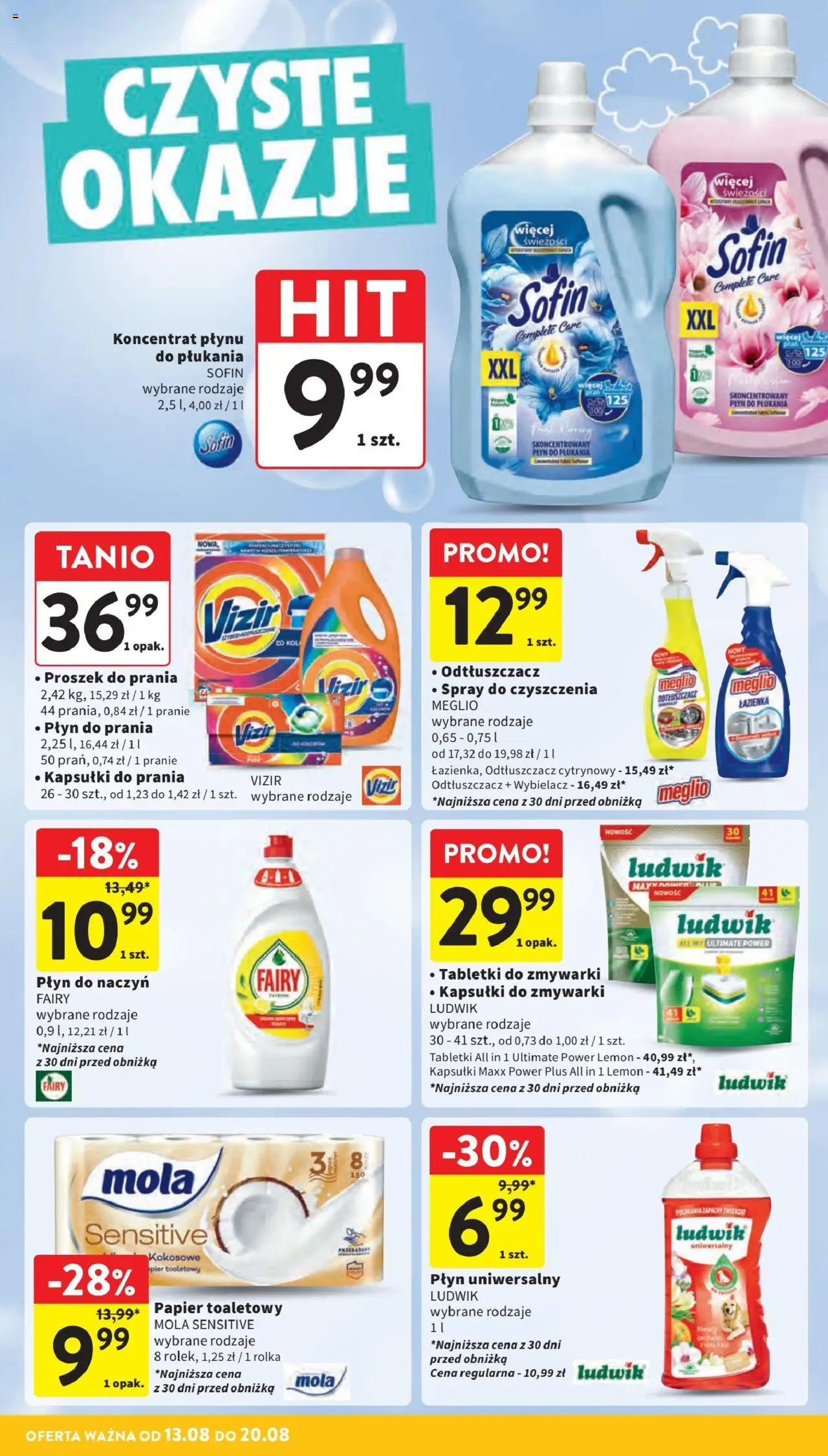 Intermarche Gazetka od 13.08.2025 | Strona: 36 | Produkty: Płyn do naczyń fairy, Papier toaletowy, Proszek do prania, Tabletki do zmywarki