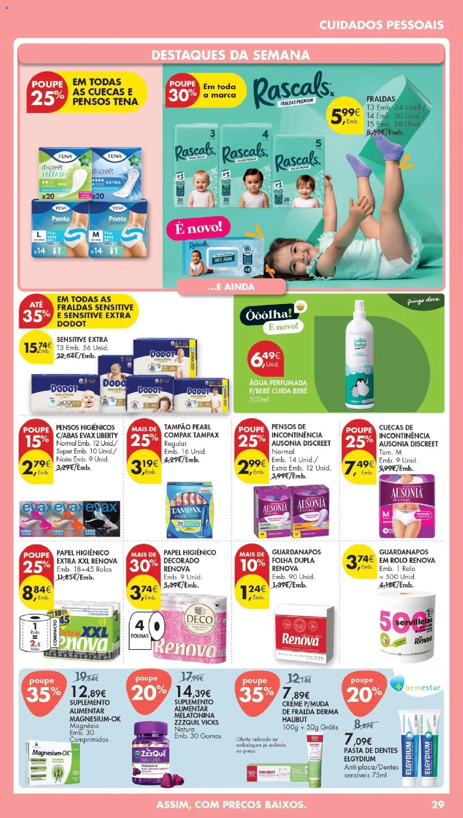 Pingo Doce Poupe Esta Semana Madeira │ válido de 21.04.2026 | Página: 29 | Produtos: Agua, Guardanapos, Pasta de dentes, Gomas