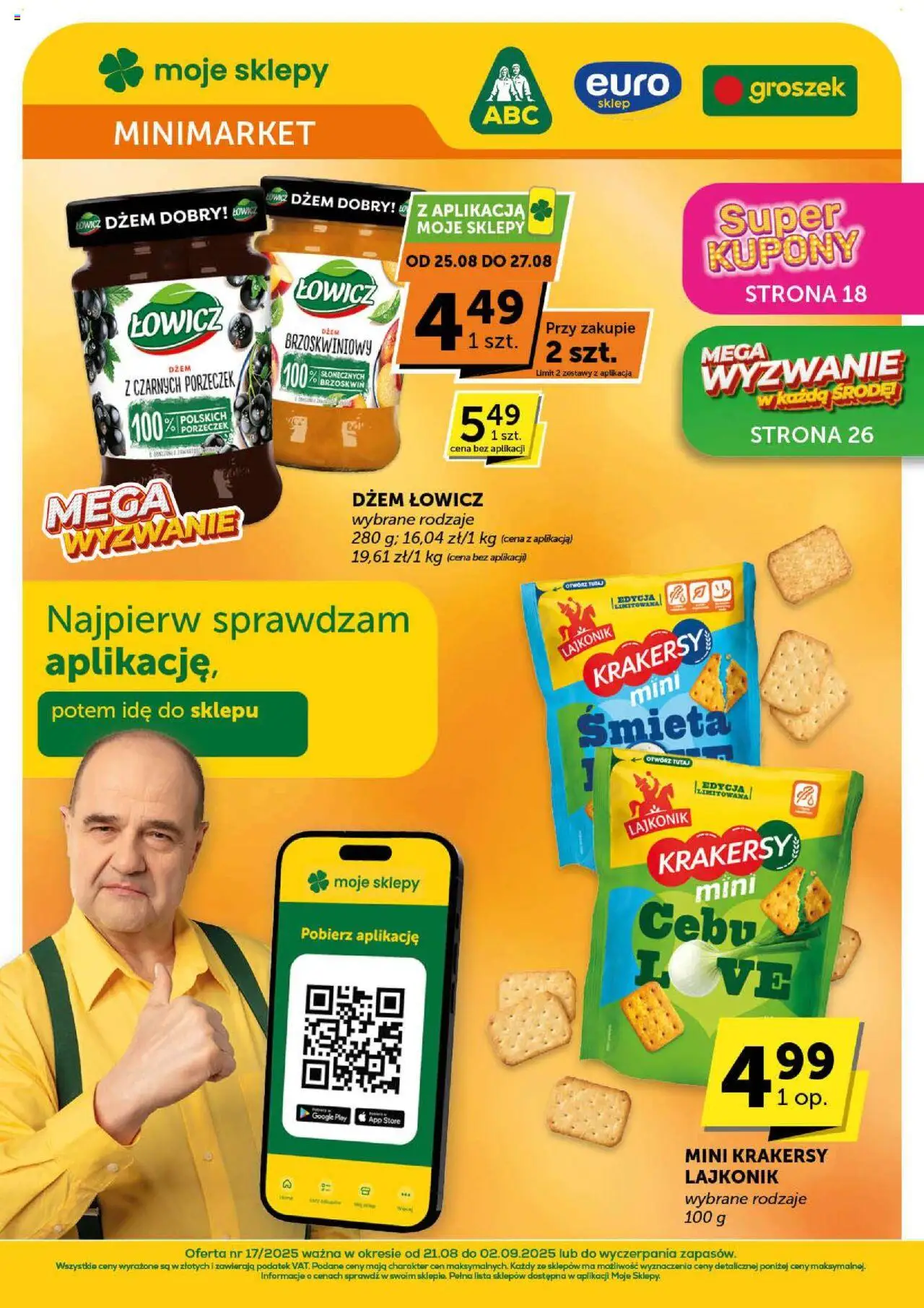 Euro Sklep Gazetka - Minimarket od 21.08.2025 | Strona: 1 | Produkty: Groszek, Dżem, Krakersy