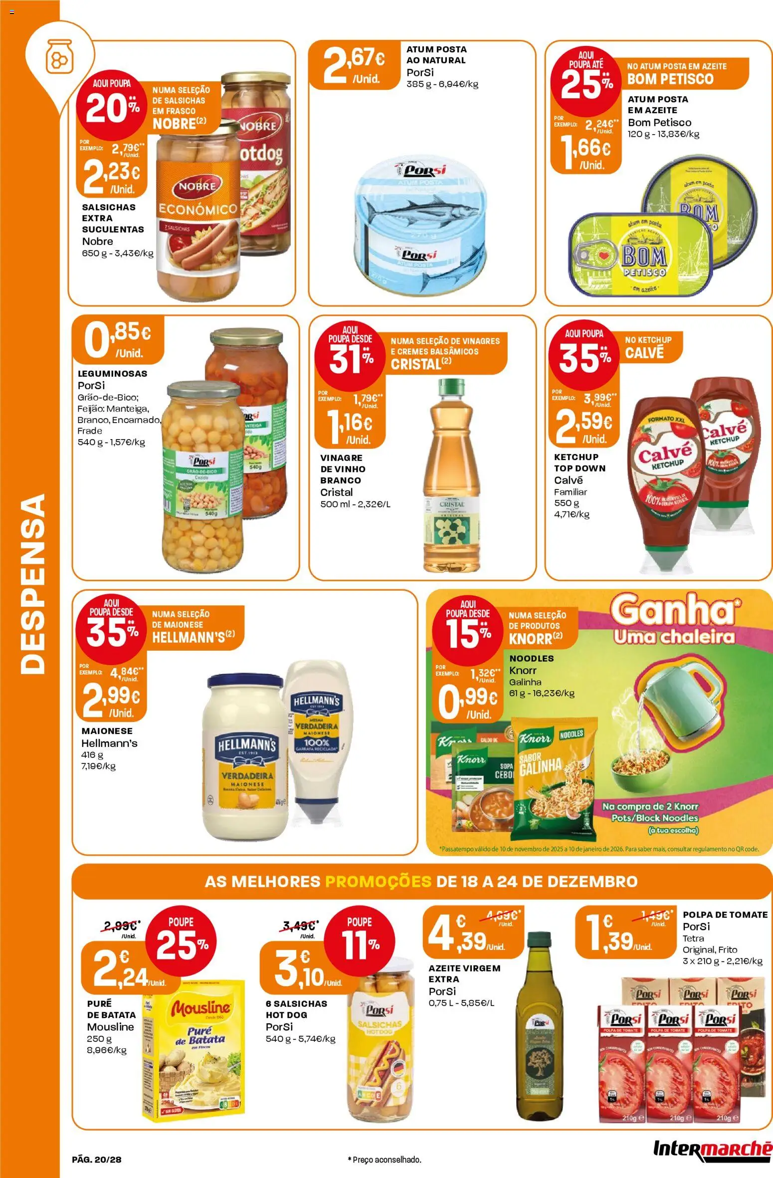 Intermarché Folheto Contact │ válido de 18.12.2025 | Página: 20 | Produtos: Vinagre, Atum, Azeite, Tomate