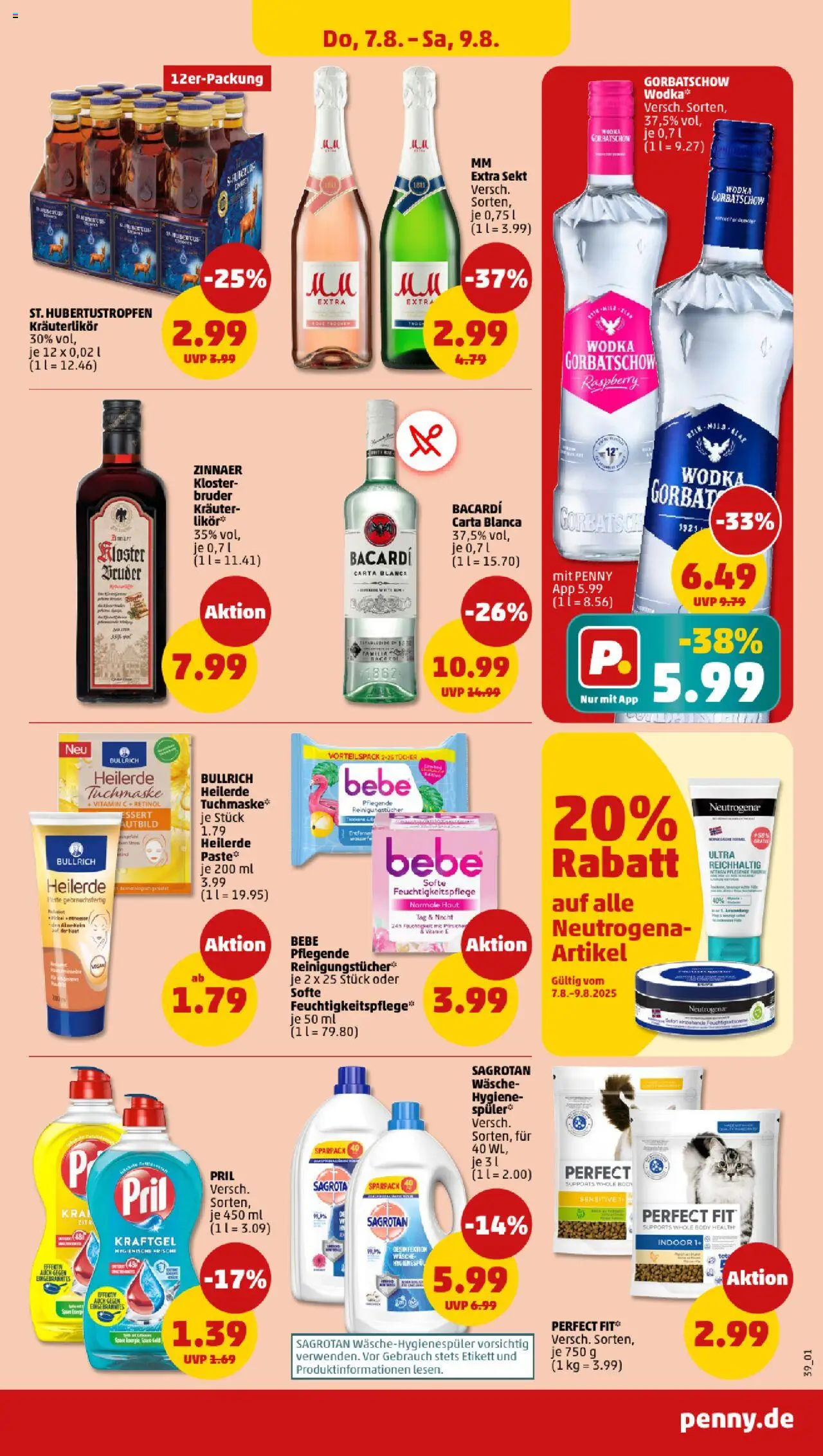Penny Prospekt 	 - gültig ab dem 04.08.2025 | Seite: 39 | Produkte: Sekt, Reinigungstücher, Pril, Wodka