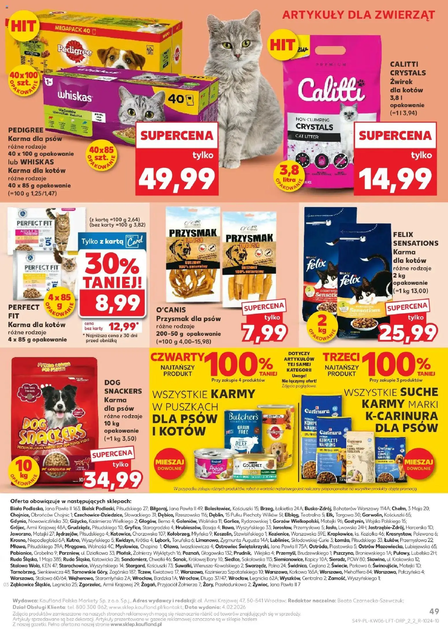 Kaufland gazetka od 05.02.2026 | Strona: 49 | Produkty: Karta, Por, Pedigree, Karma dla kotów