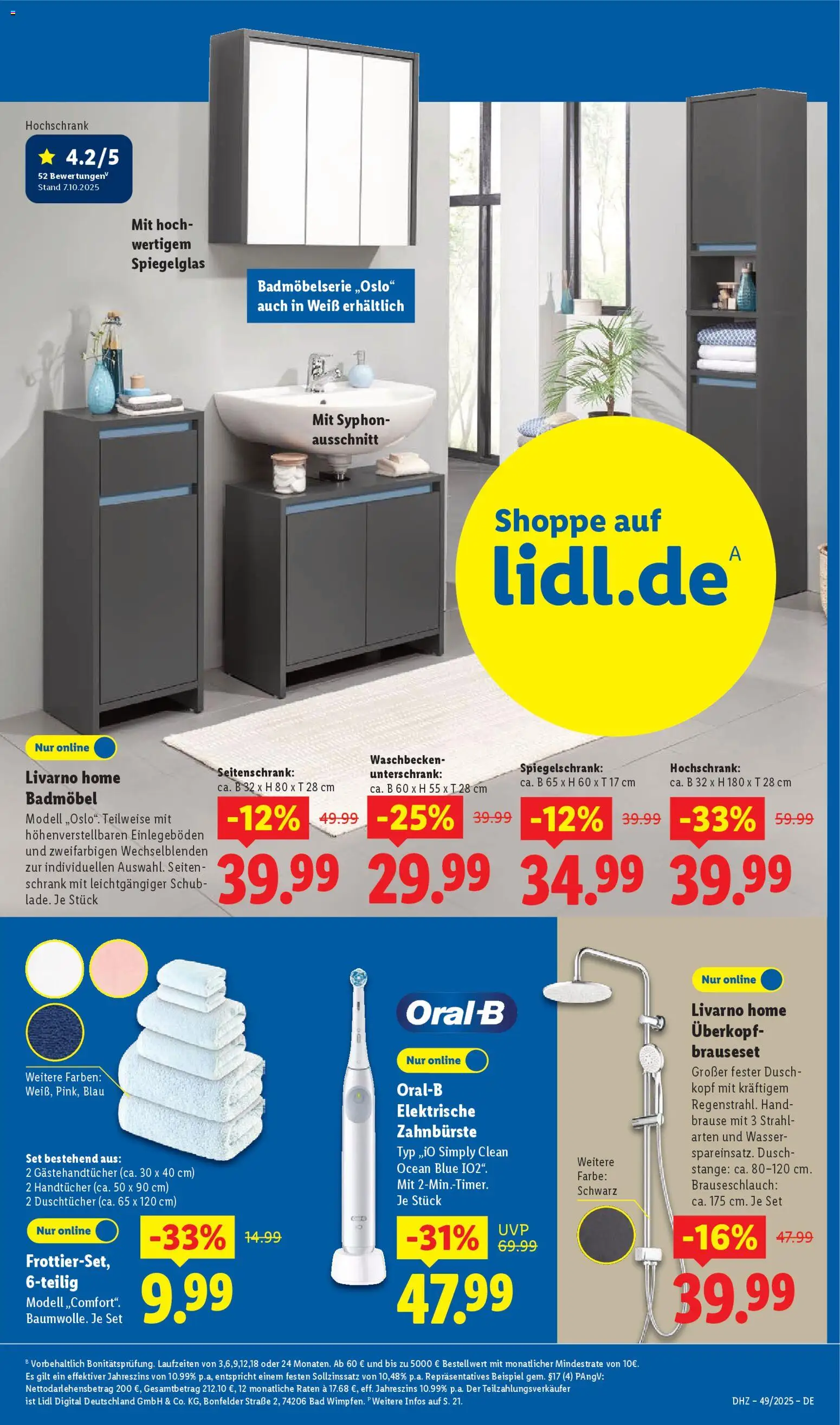 Lidl Prospekt Gundelsheim – gültig ab 01.12.2025 | Seite: 43 | Produkte: Waschbecken, Unterschrank, Zahnbürste, Wasser