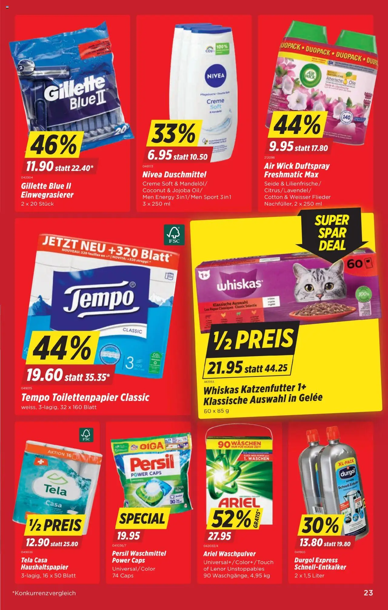 Denner Aktionen – gültig ab 16.09.2025 | Seite: 23 | Produkte: Waschpulver, Waschmittel, Creme, Toilettenpapier