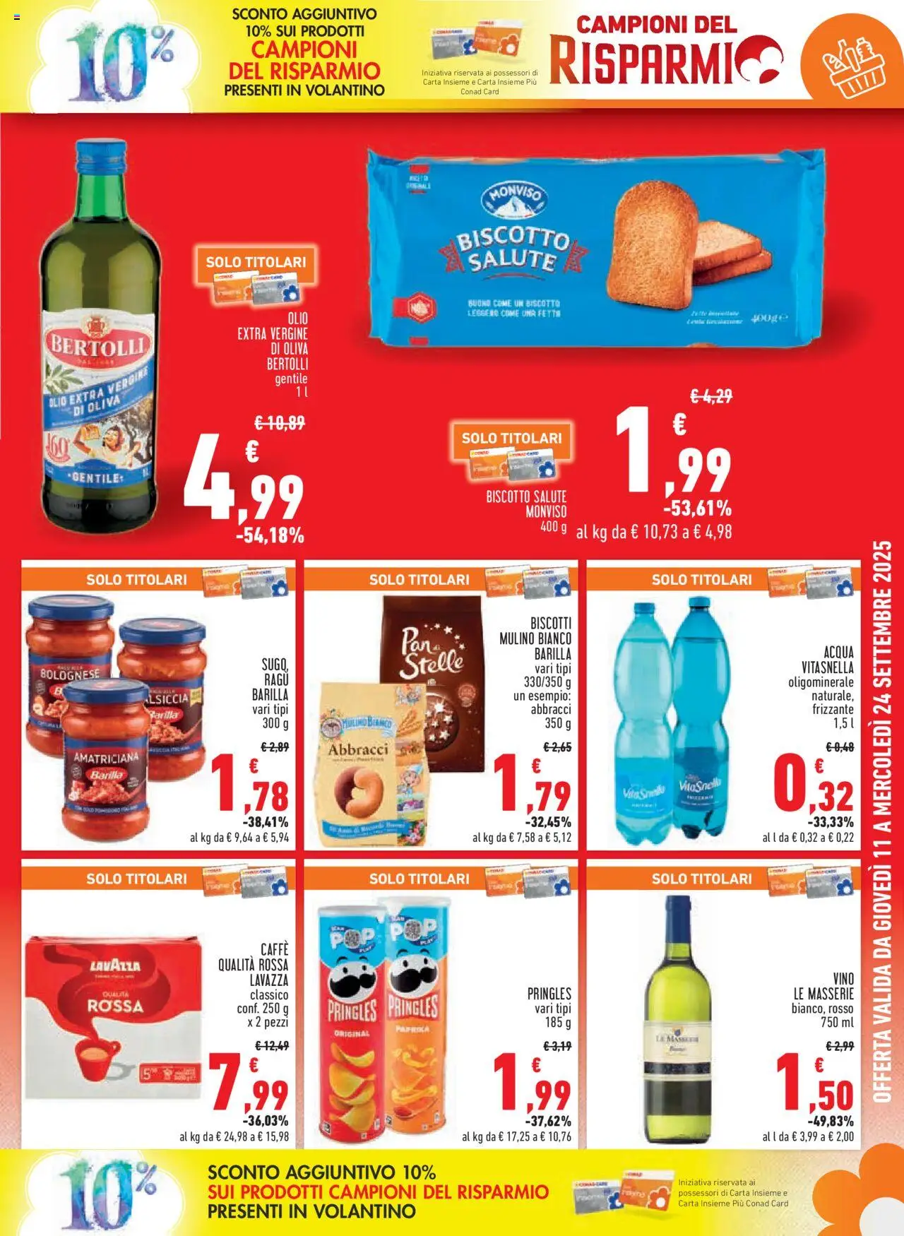 Volantino Conad del 11.09.2025 | Pagina: 3 | Prodotti: Vino, Pasta, Ragú, Lavazza