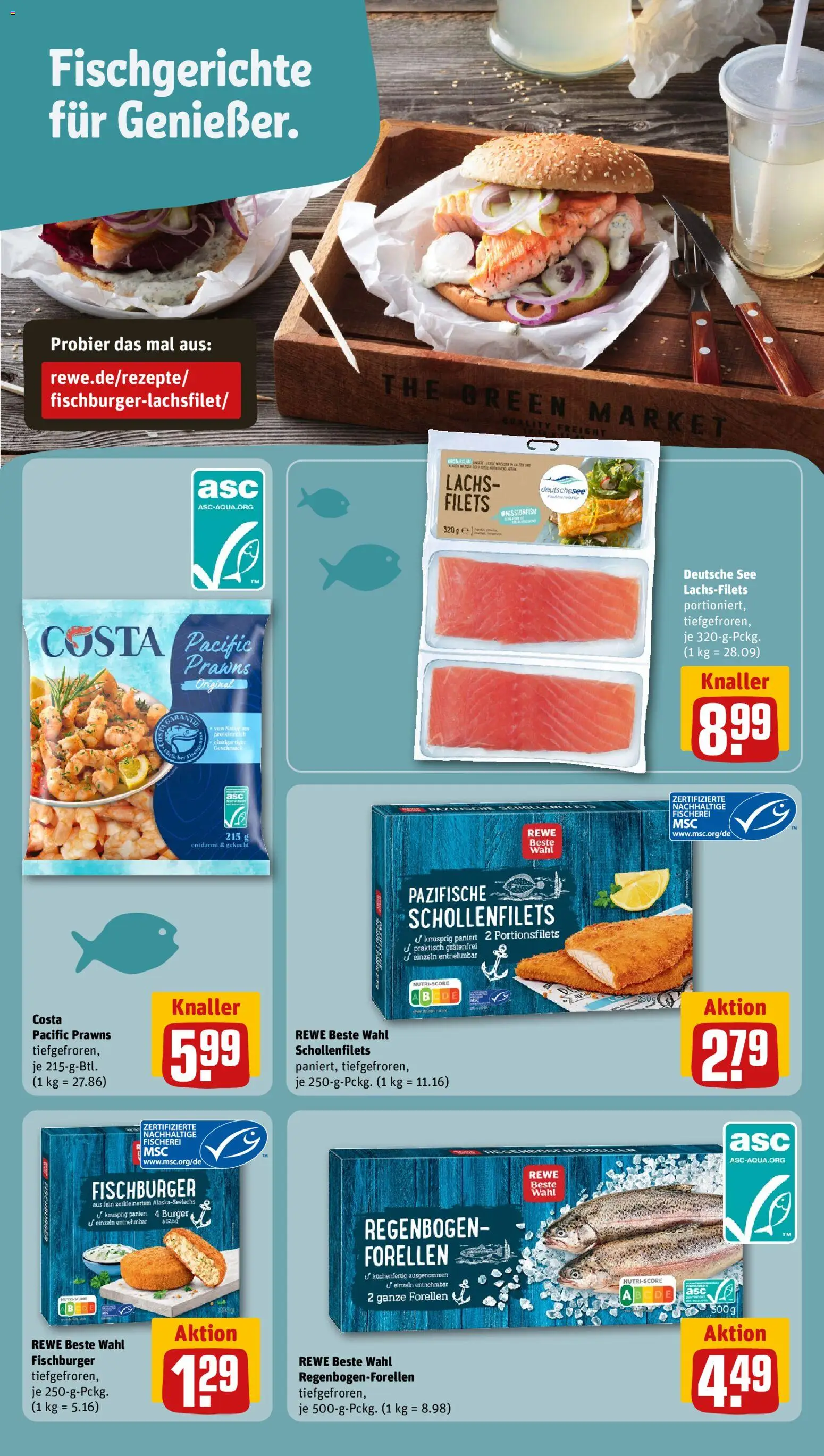 Rewe Prospekt 	 – gültig ab 03.11.2025 | Seite: 14 | Produkte: Burger, Lachs