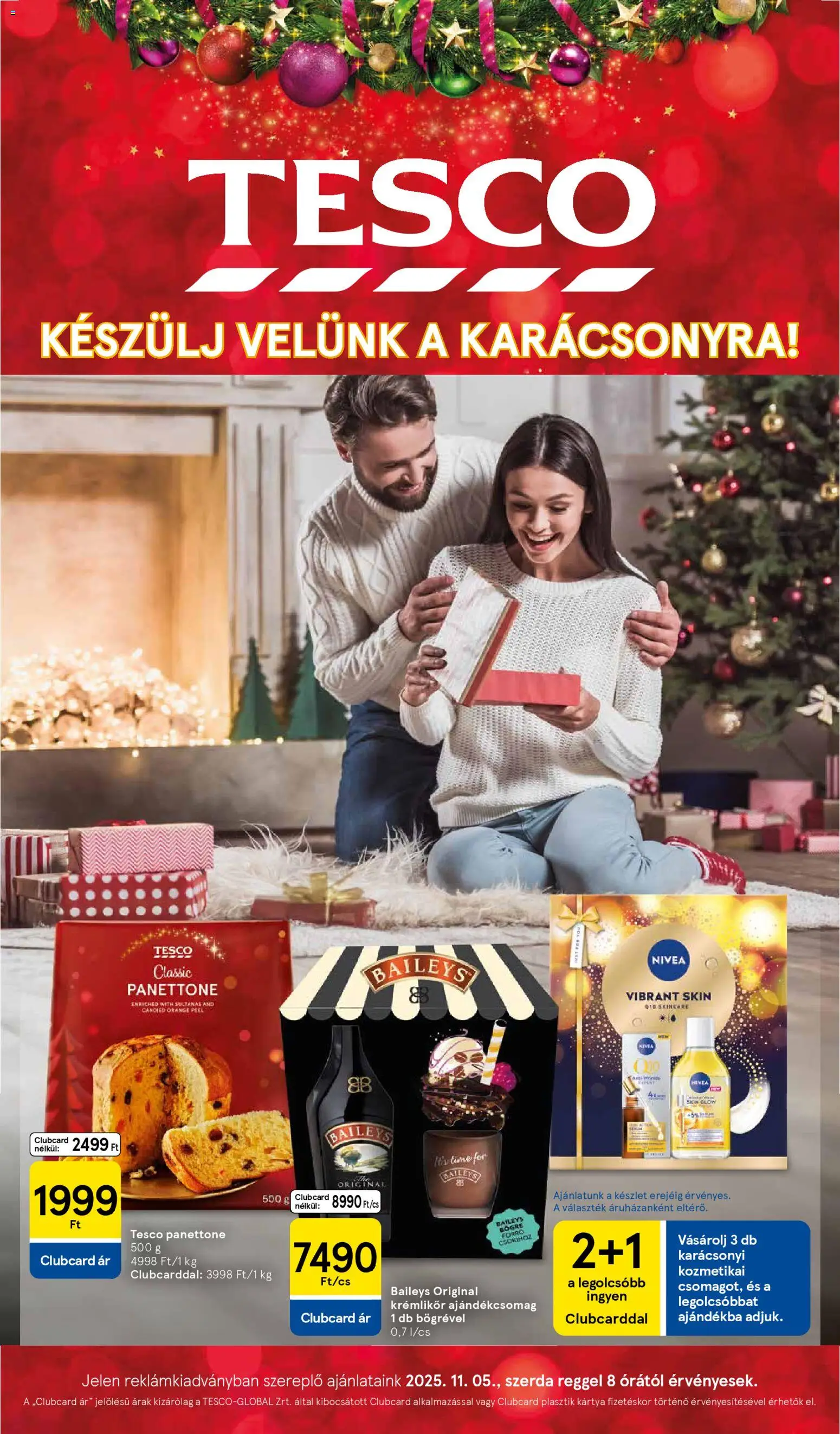 Tesco akciós ujság - amely érvényes a következő dátumtól: 06.11.2025 | Oldal: 1 | Termékek: Krémlikőr, Bögre, Panettone