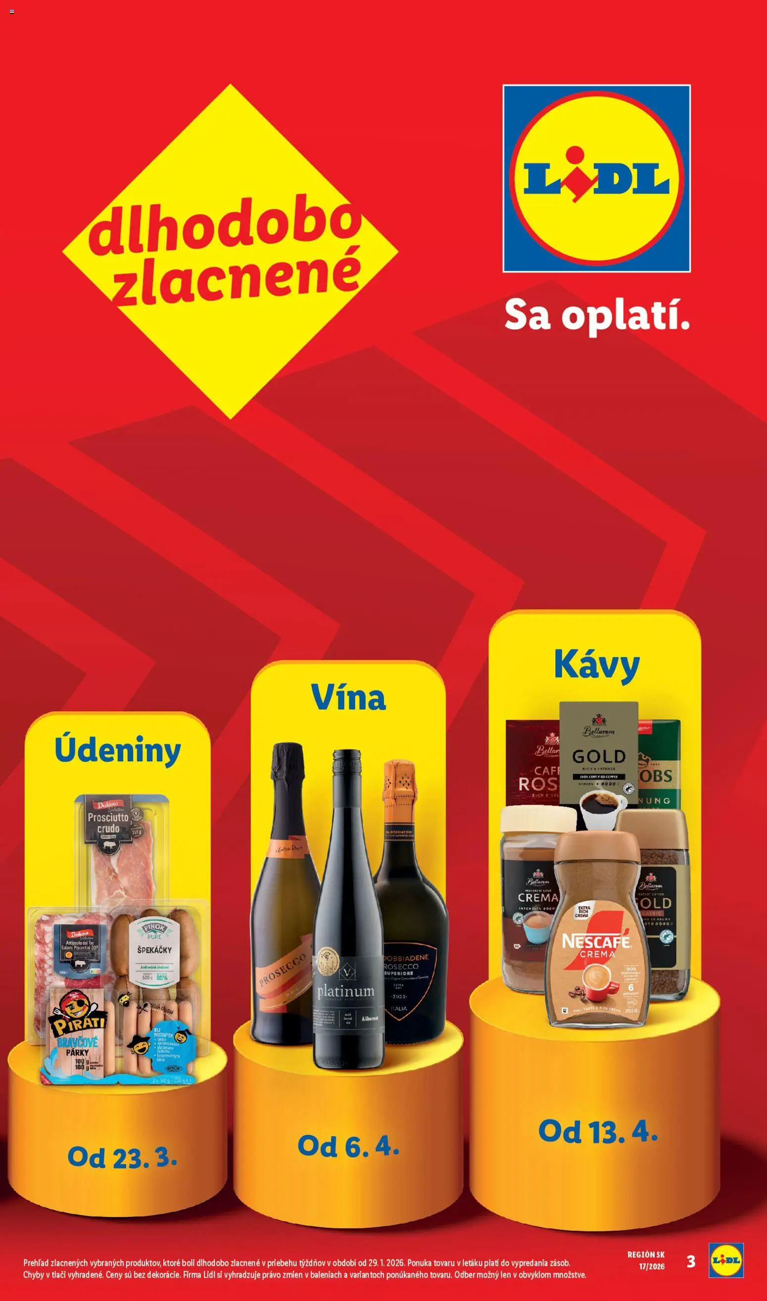 Nové Lidl akcie – leták je platný od 27.04.2026 | Strana: 3 | Produkty: Prosecco, Párky, Nescafé Crema