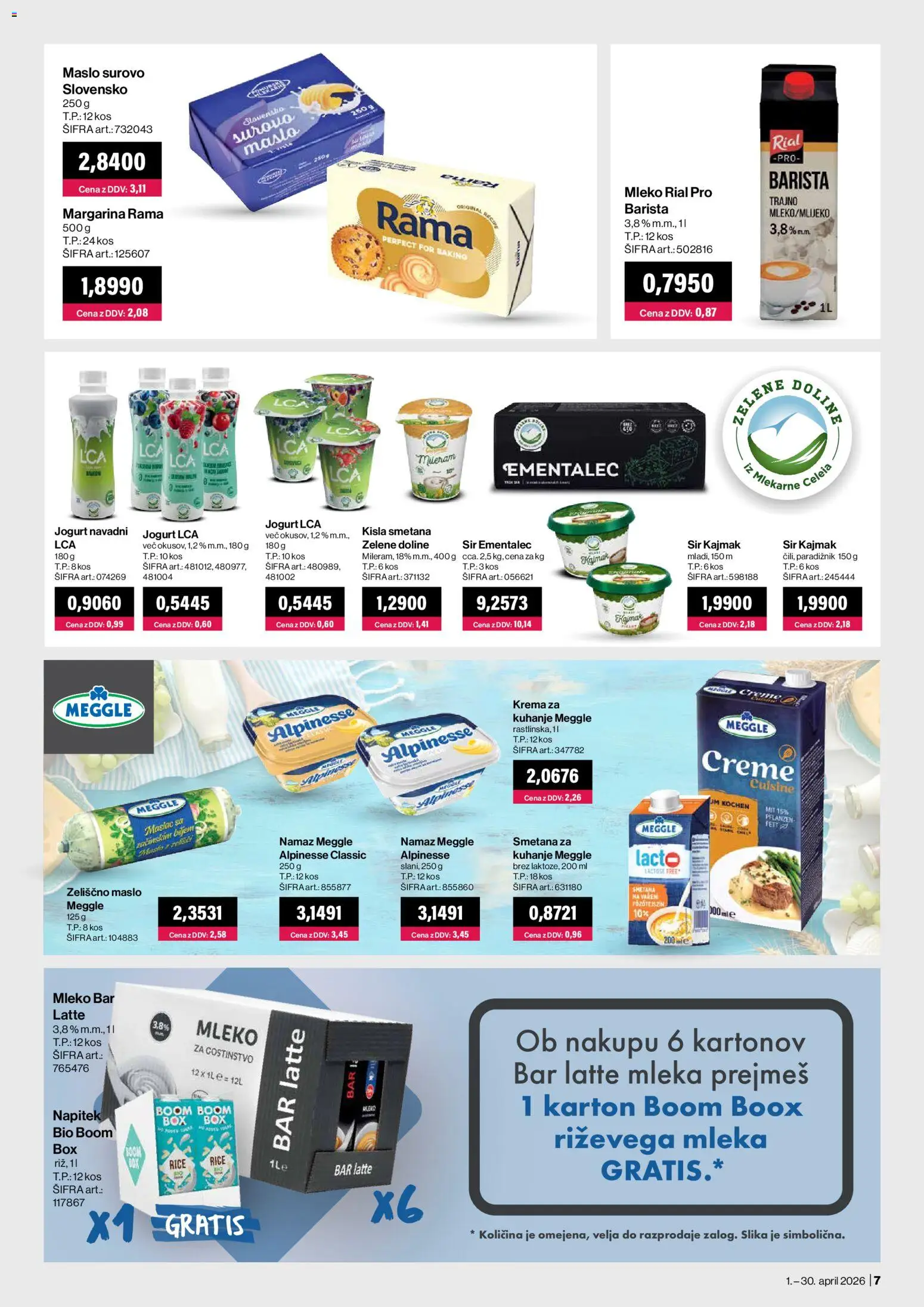 Novi Mercator katalog ponudbe – veljaven od 01.04.2026 | Stran: 7 | Izdelki: Ementalec, Margarina, Maslo, Sir