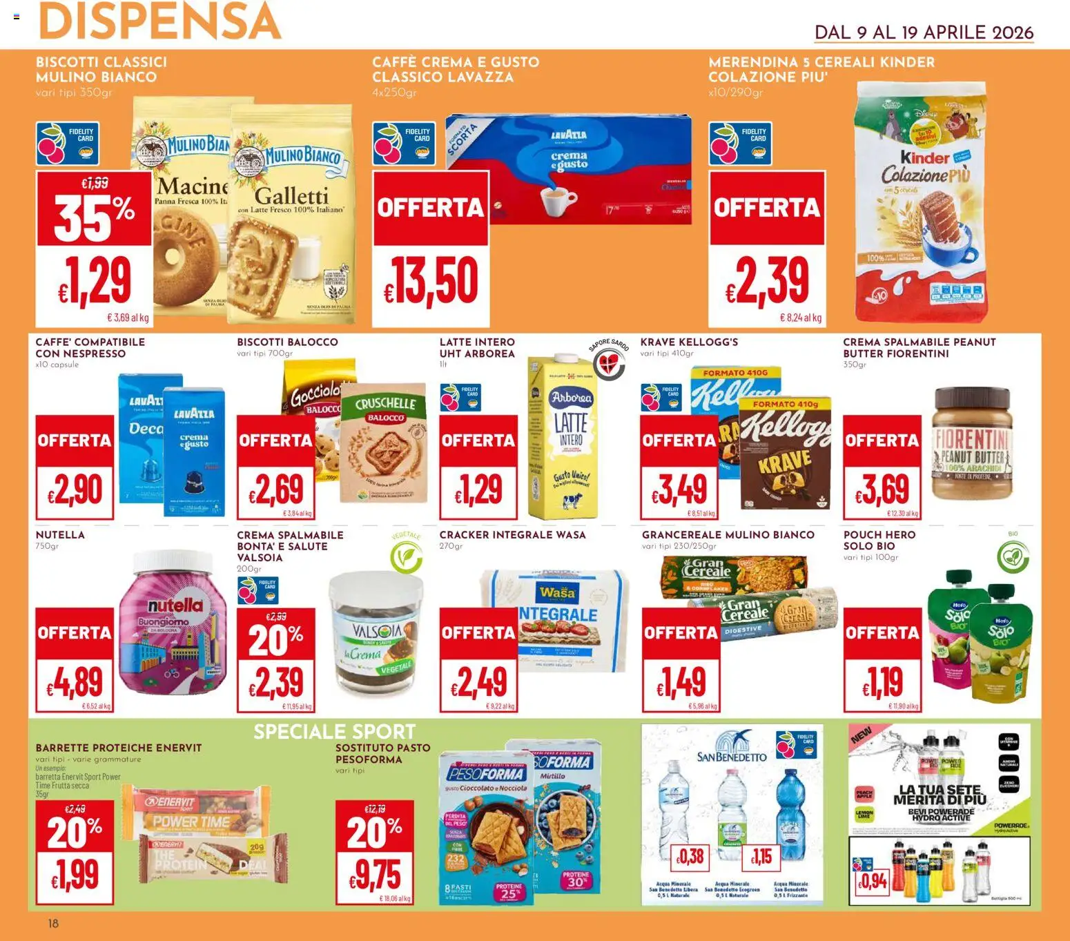 Volantino Pan del 09.04.2026 | Pagina: 18 | Prodotti: Cioccolato, Acqua, Frutta, Latte