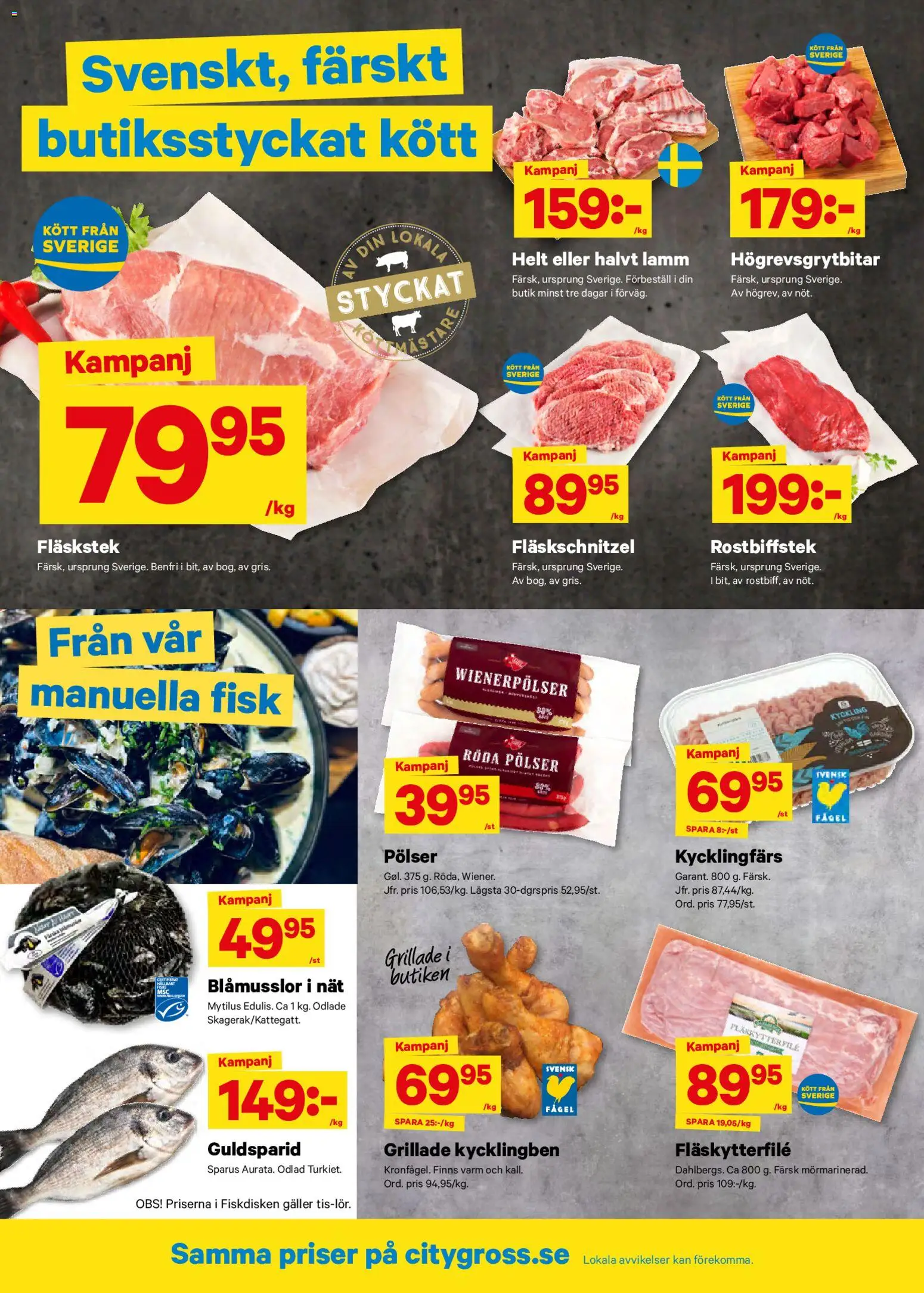 City Gross reklamblad aktuell från 10.11.2025 | Sida: 2 | Produkter: Galler, Fläskytterfilé