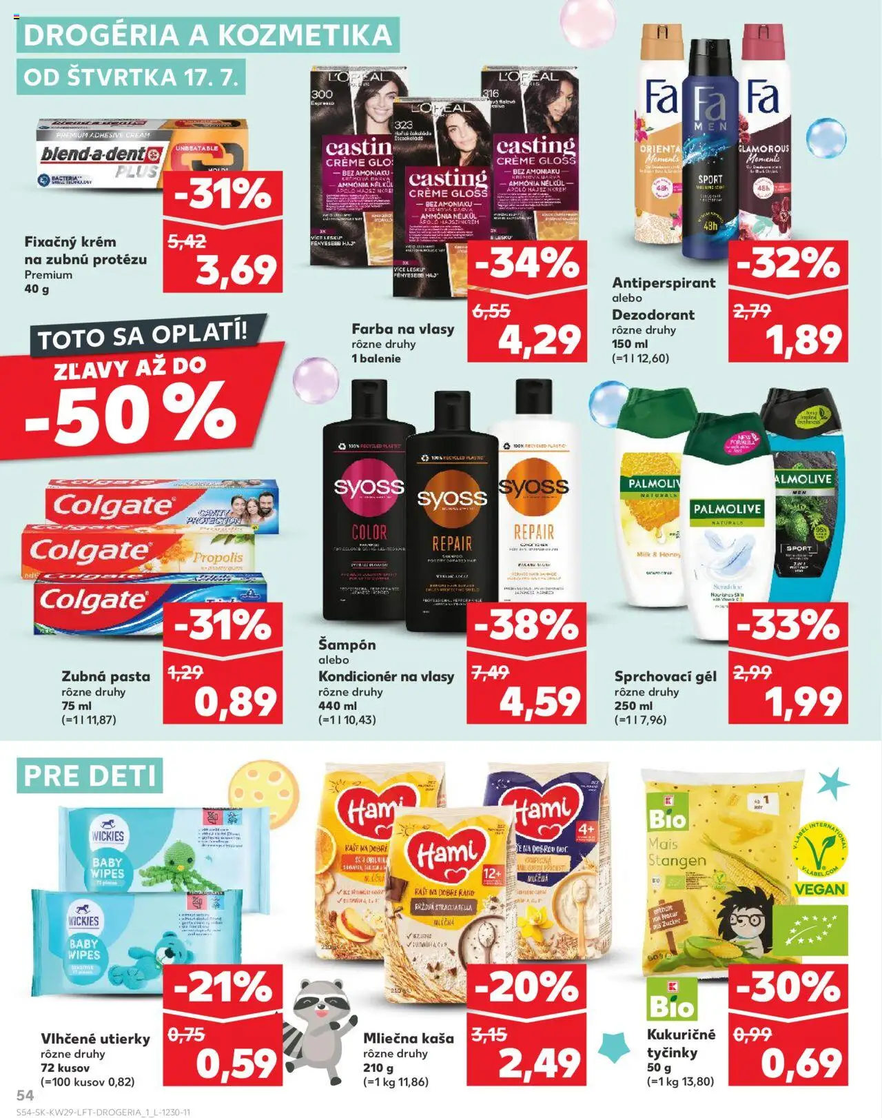 Kaufland Senica │ platný od 17.07.2025 | Strana: 54 | Produkty: Kondicionér, Farba na vlasy, Dezodorant, Zubná pasta