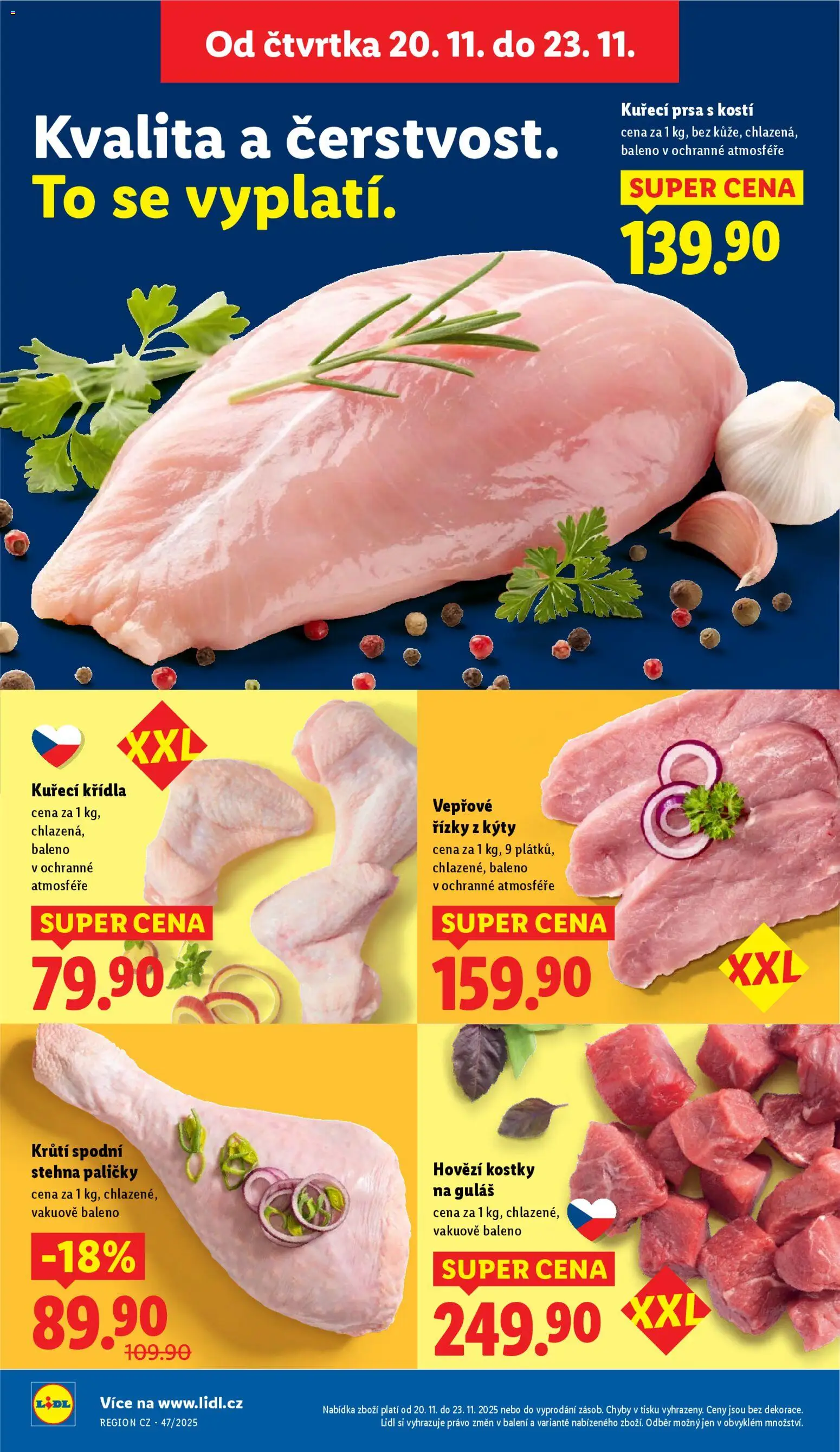 Lidl Black Friday od 20.11.2025 | Strana: 14 | Produkty: Vepřové řízky, Kuřecí prsa, Hovězí, Guláš