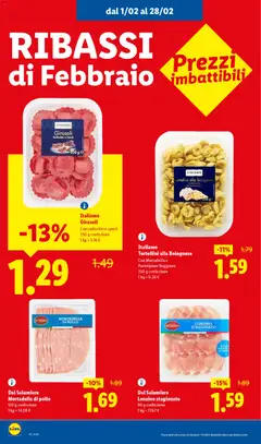 Anteprima del volantino Lidl Ribassi Febbraio catalogo valido a partire dal 01.02.2026 | Pagina: 4 | Prodotti: Speck, Pollo, Mortadella, Parmigiano