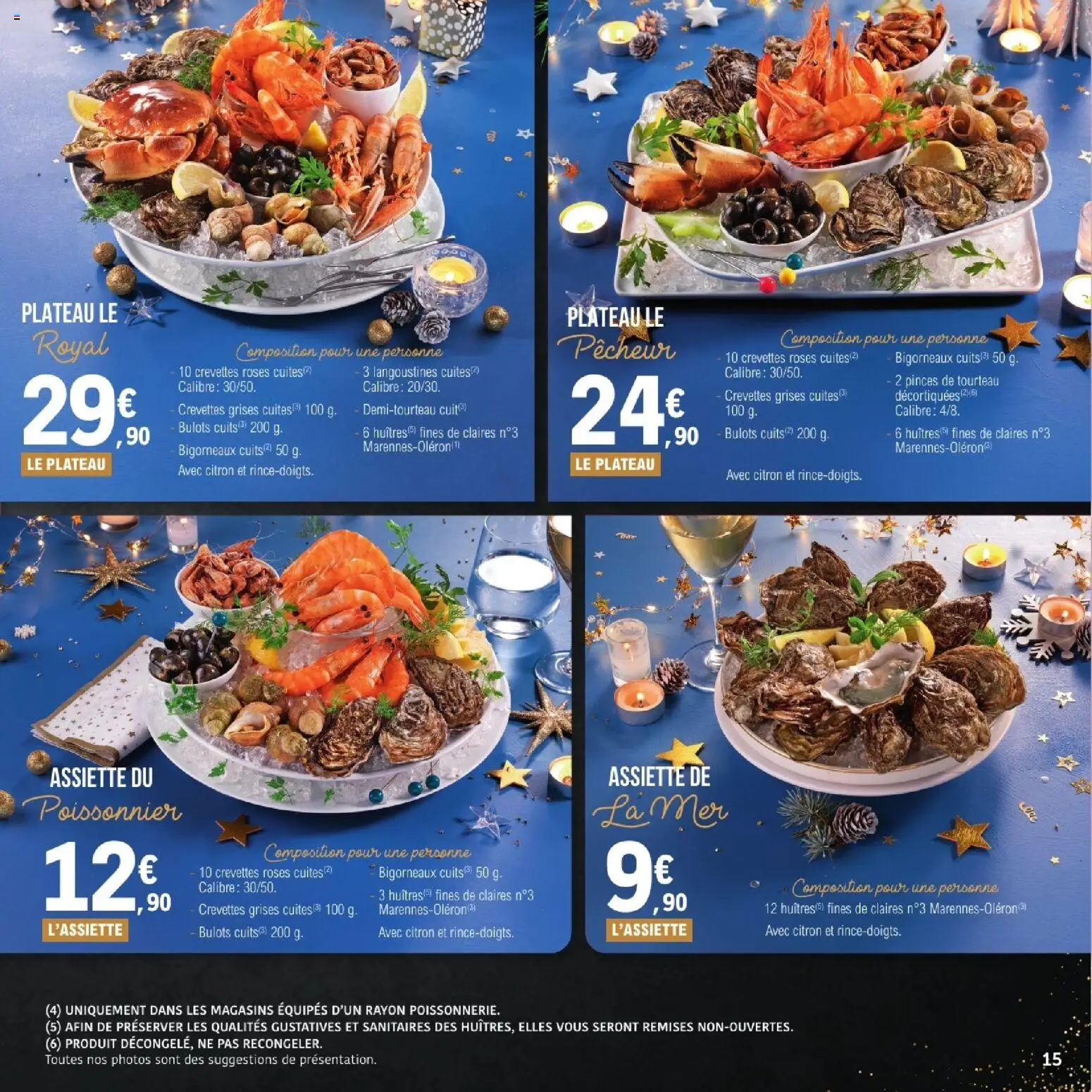 {H1} | Page: 15 | Produits: Bulots cuits, Pinces, Crevettes, Huîtres fines