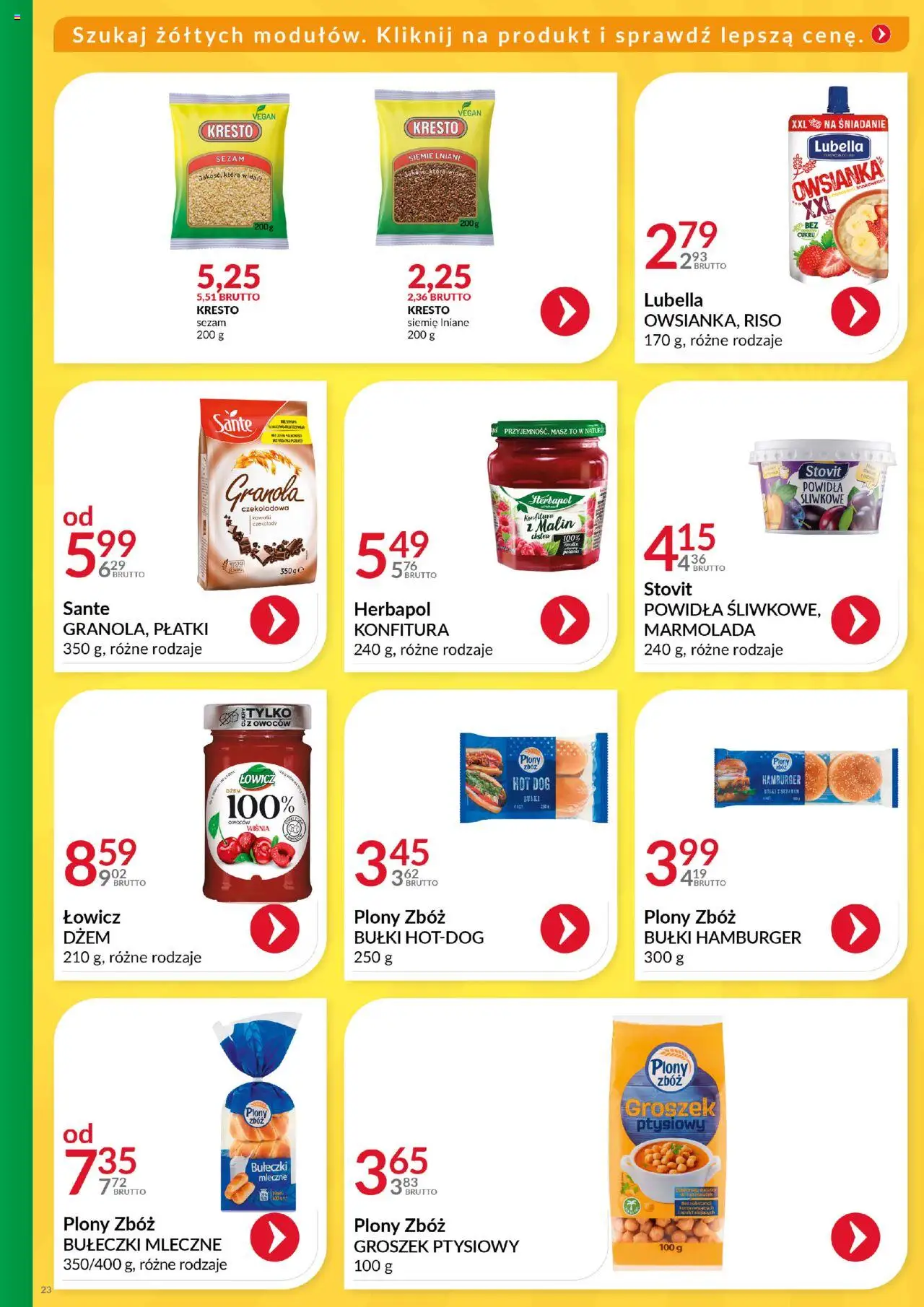 Eurocash Gazetka - Katalog Artykułów Spożywczych od 01.06.2025 | Strona: 23 | Produkty: Groszek, Owsianka, Hamburger, Groszek ptysiowy