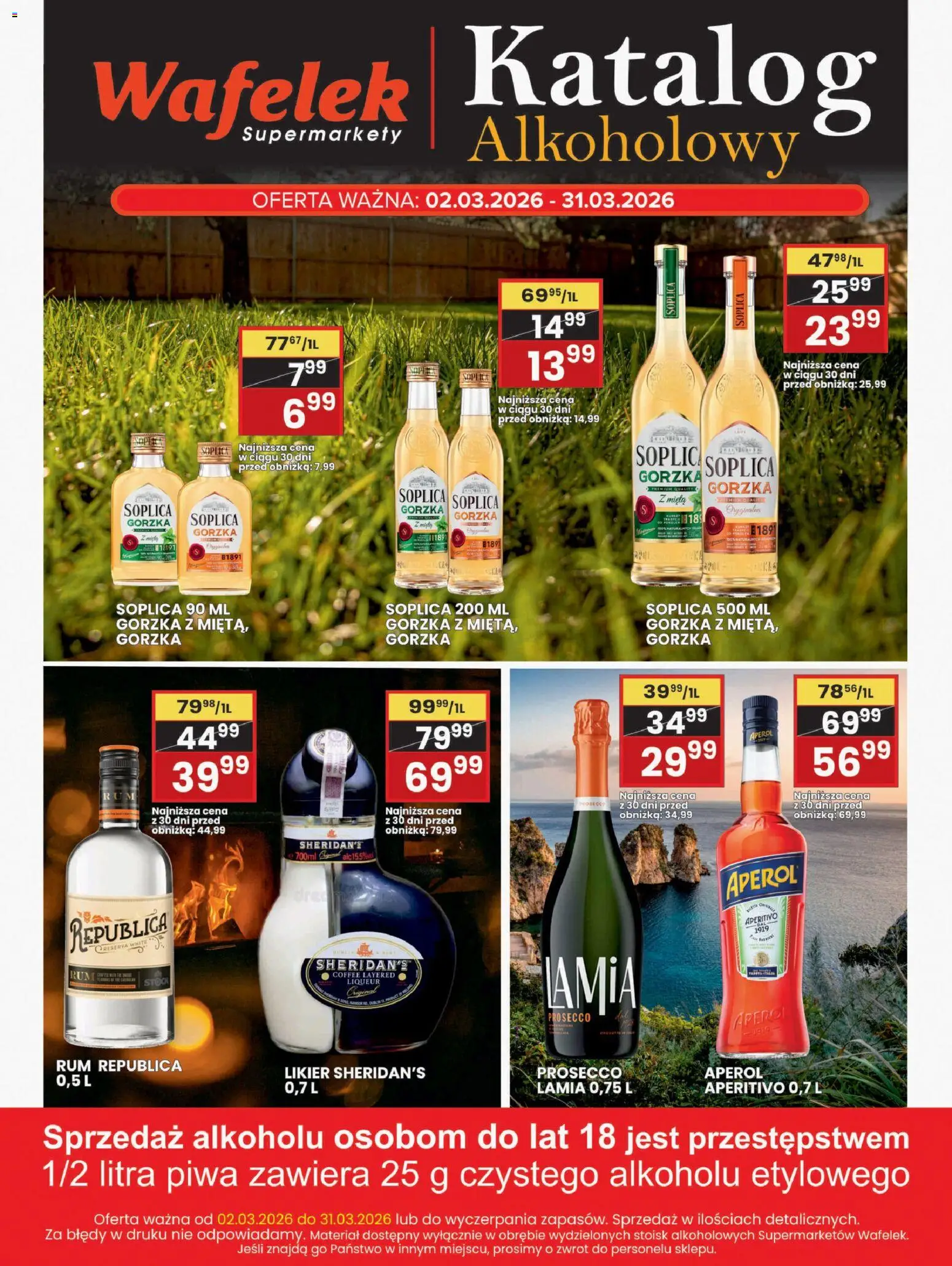 Wafelek gazetka alkoholowa od 02.03.2026 | Strona: 2 | Produkty: Likier Sheridan's, Rum, Aperol, Prosecco