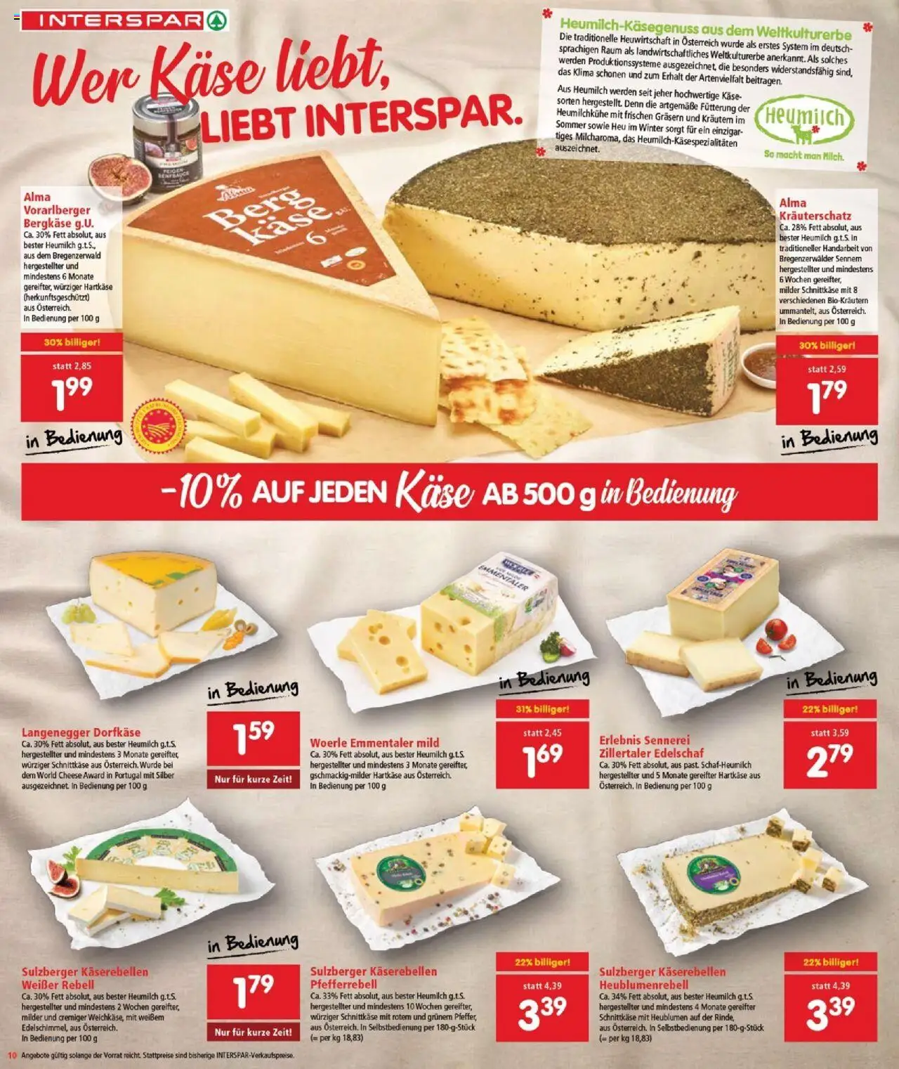 Interspar Flugblatt - Burgenland gültig ab 23.10.2025 | Seite: 10 | Produkte: Käse