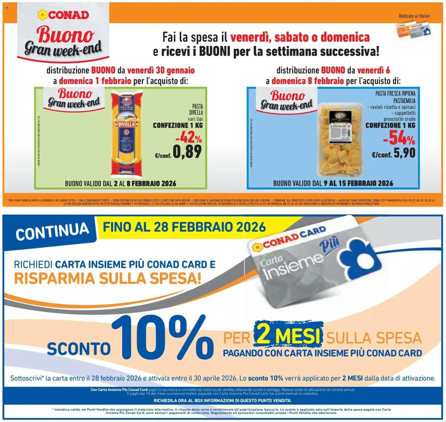 Volantino Conad del 29.01.2026 | Pagina: 7 | Prodotti: Prosciutto Crudo, Pasta, Ravioli, Ricotta