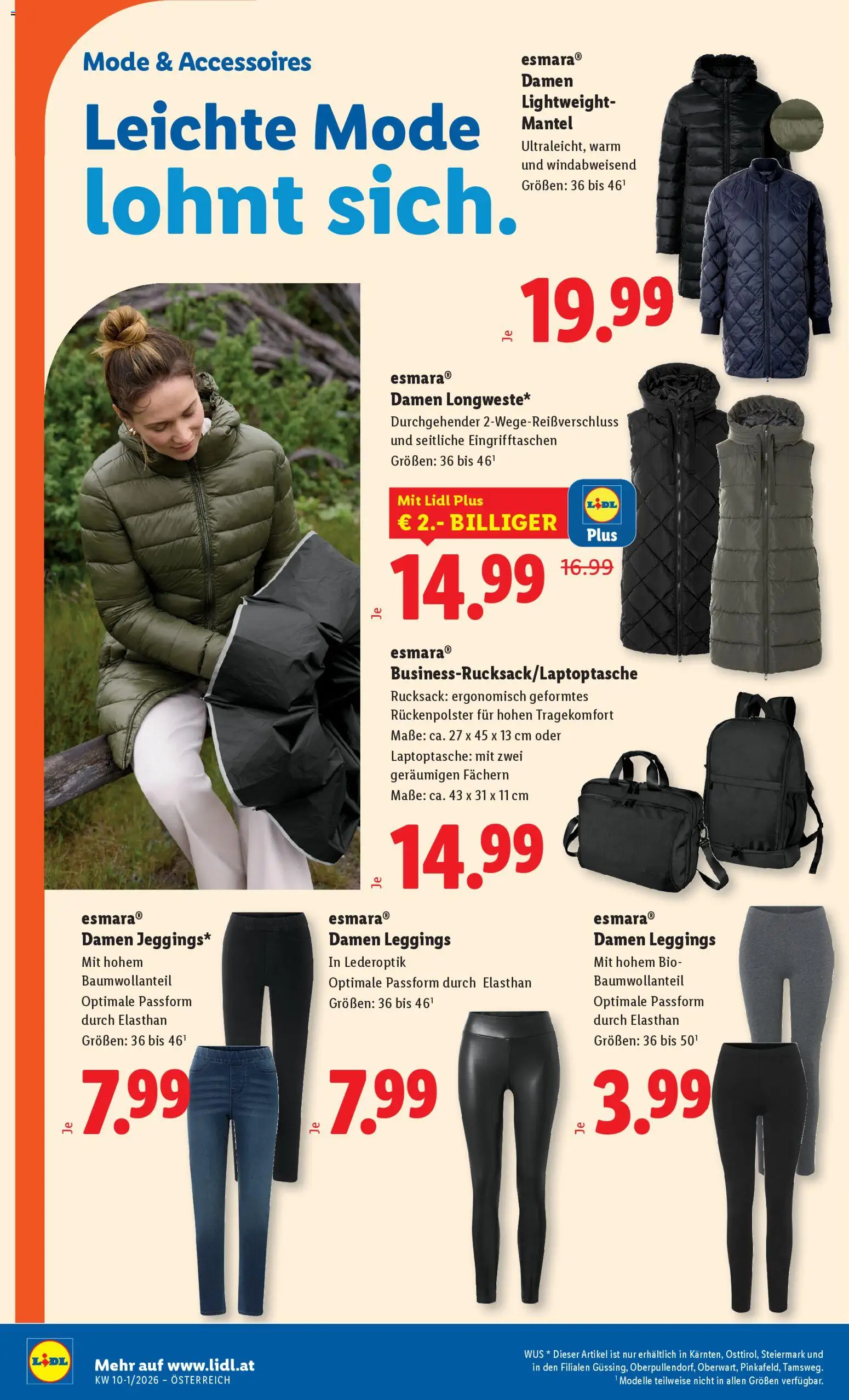 Lidl Flugblatt - Oberpullendorf, Güssing, Oberwart gültig ab 26.02.2026 | Seite: 35 | Produkte: Mantel, Leggings, Rucksack
