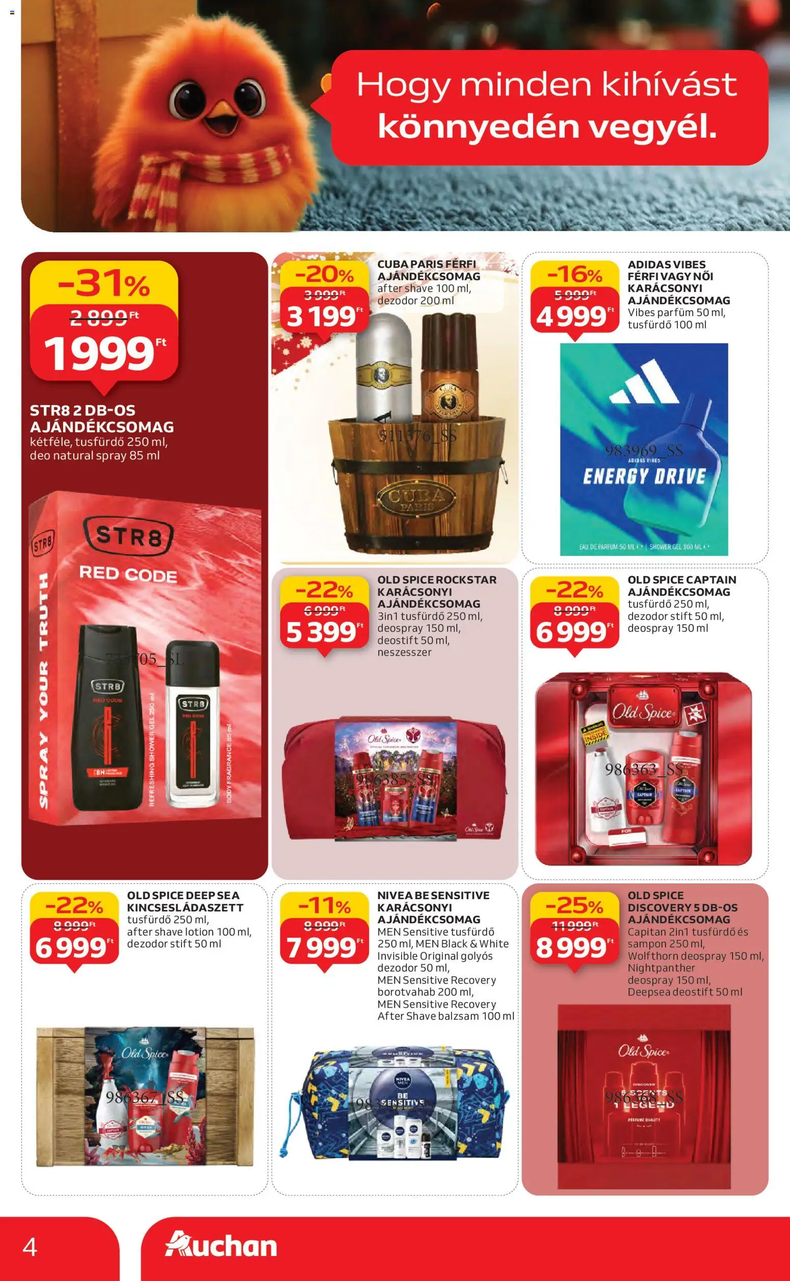 Auchan akciós ujság - amely érvényes a következő dátumtól: 13.11.2025 | Oldal: 4 | Termékek: Old spice, Stift, Sampon, Dezodor