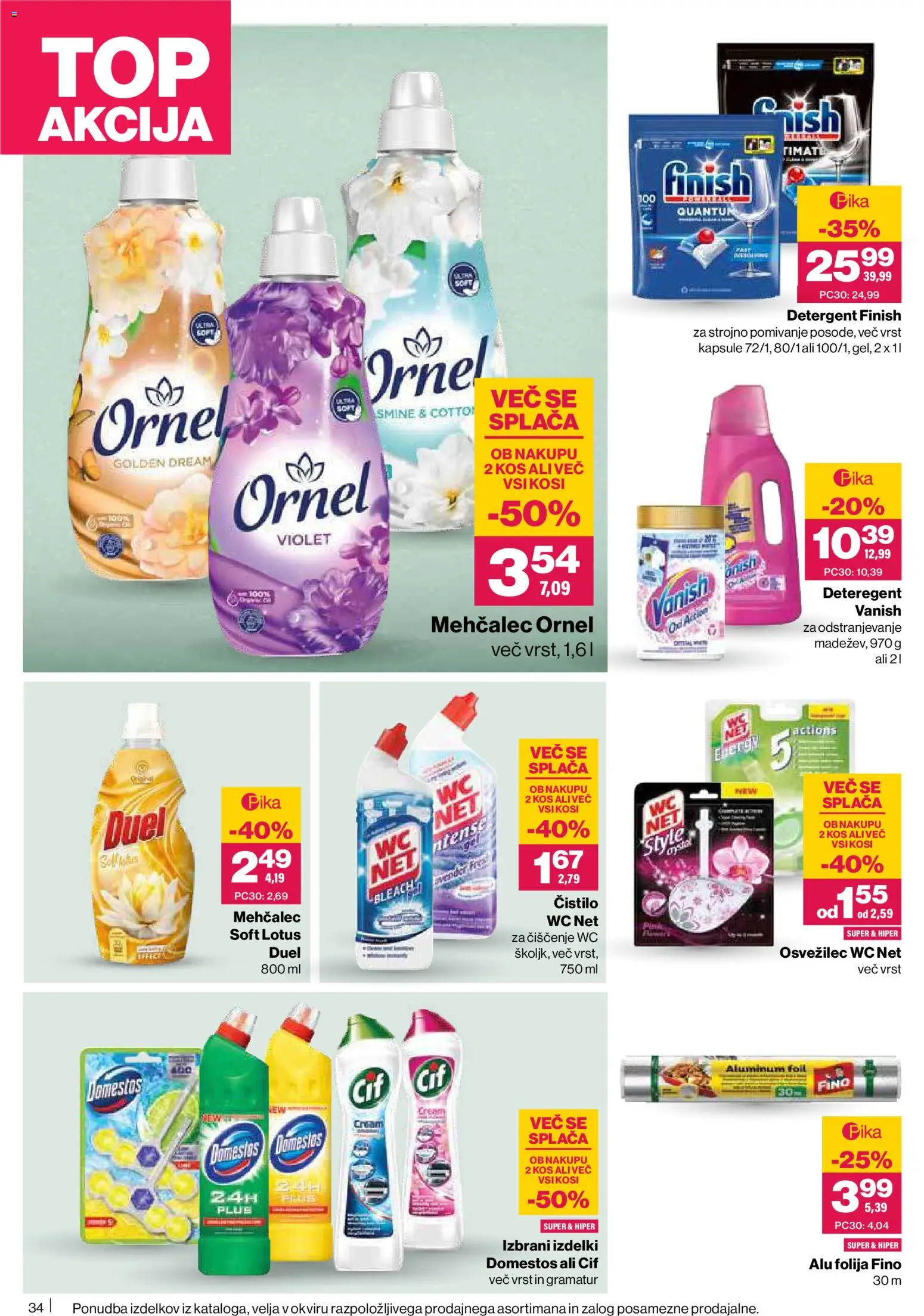 Novi Mercator katalog ponudbe – veljaven od 16.04.2026 | Stran: 34 | Izdelki: Mehčalec, Kos, Detergent, Folija