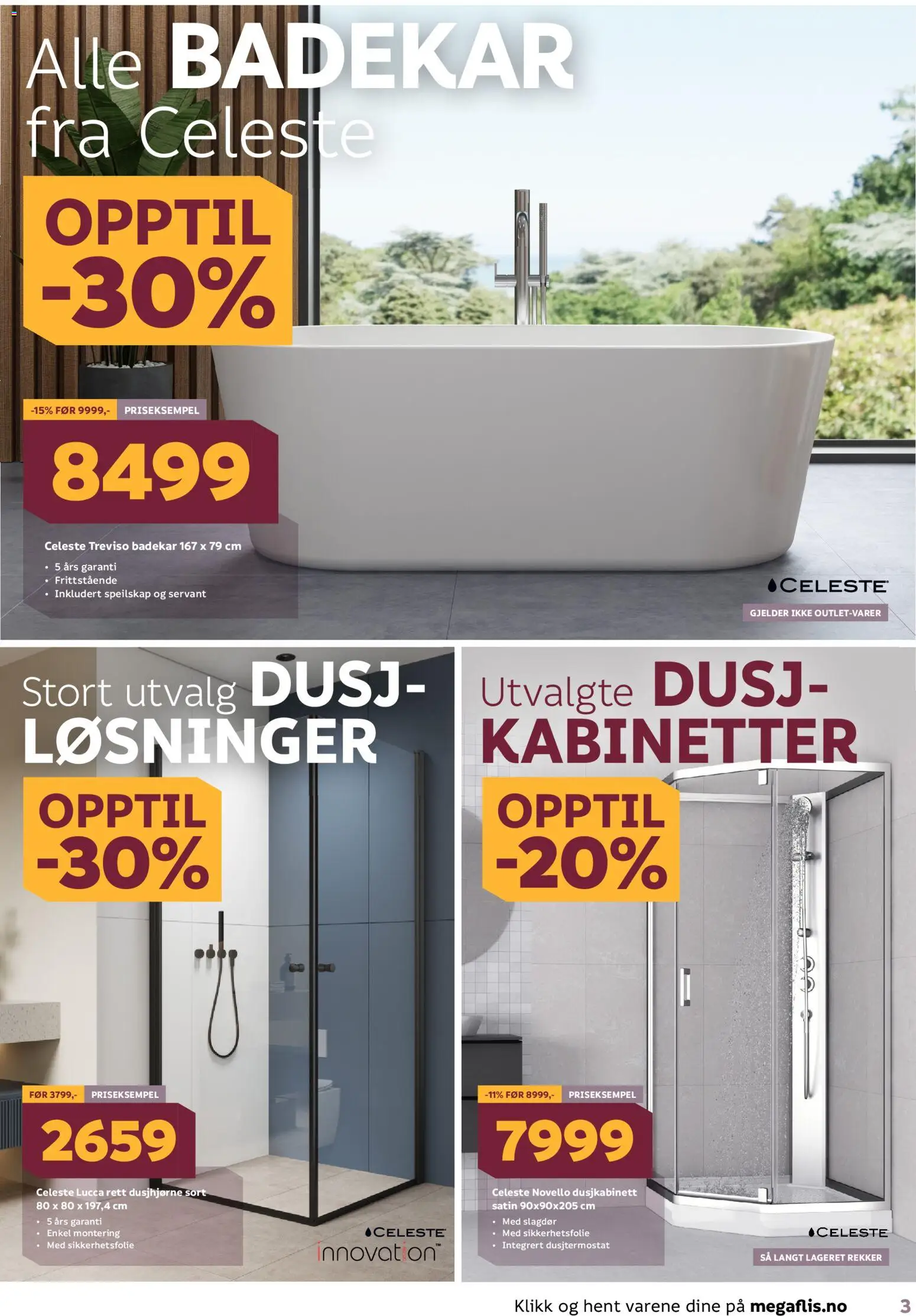 {H1} | Side: 3 | Produkter: Badekar, Servant, Dusj, Speilskap