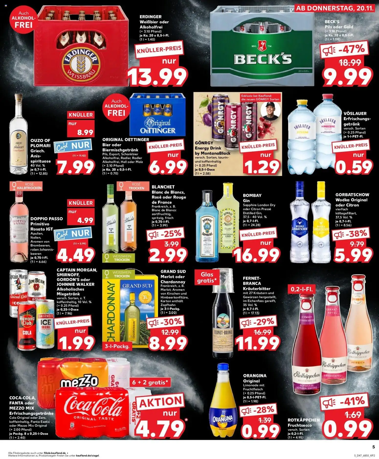 Kaufland prospekt Passau	 – gültig ab 20.11.2025 | Seite: 5 | Produkte: Presse, Weißwein, Fruchtsecco, Doppio Passo