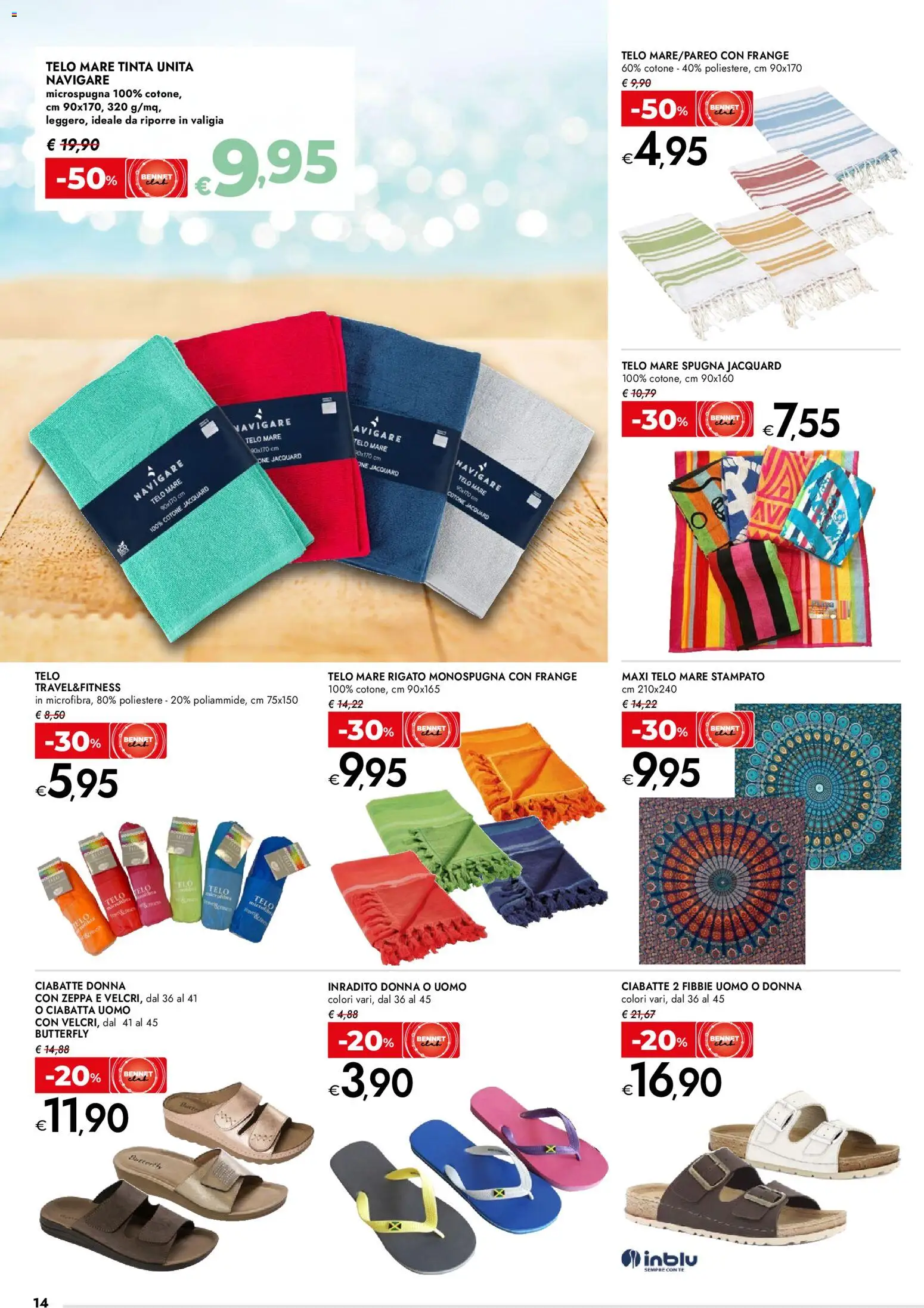 Volantino bennet del 07.04.2026 | Pagina: 14 | Prodotti: Spugna, Tè, Ciabatte, Valigia