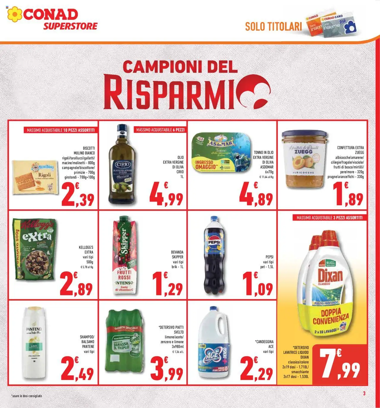 Volantino Conad del 10.09.2025 | Pagina: 3 | Prodotti: Shampoo, Balsamo, Lavatrice, Tonno