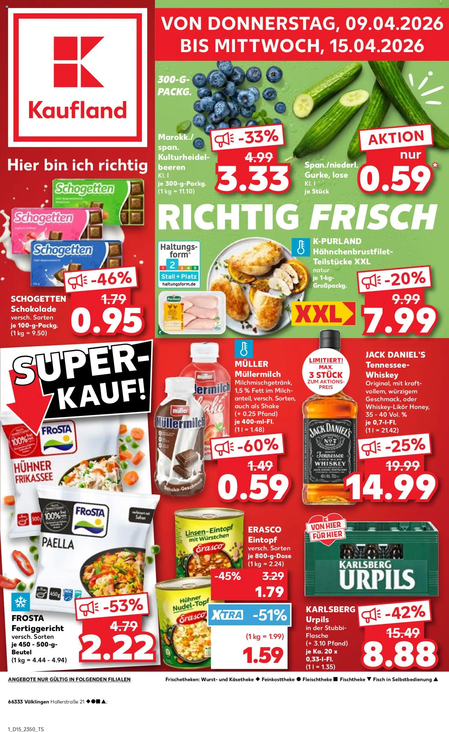 Kaufland Prospekt Völklingen	 – gültig ab 09.04.2026 | Seite: 1 | Produkte: Fisch, Wurst, Erasco, Muller mullermilch