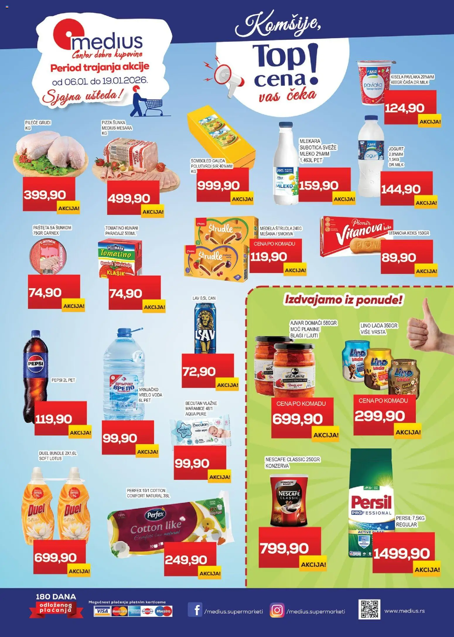 Medius katalog - važi od 06.01.2026 | Strana: 1 | Proizvode: Ajvar, Voda, Mleko, Pavlaka