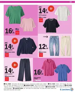 E.Leclerc - Prévisualisation de PULL FEMME, 55% Modal, 45% Acrylique. Du S au XL. Compositions variables selon modèles. valide à partir de 10.03.2026 | Page: 51