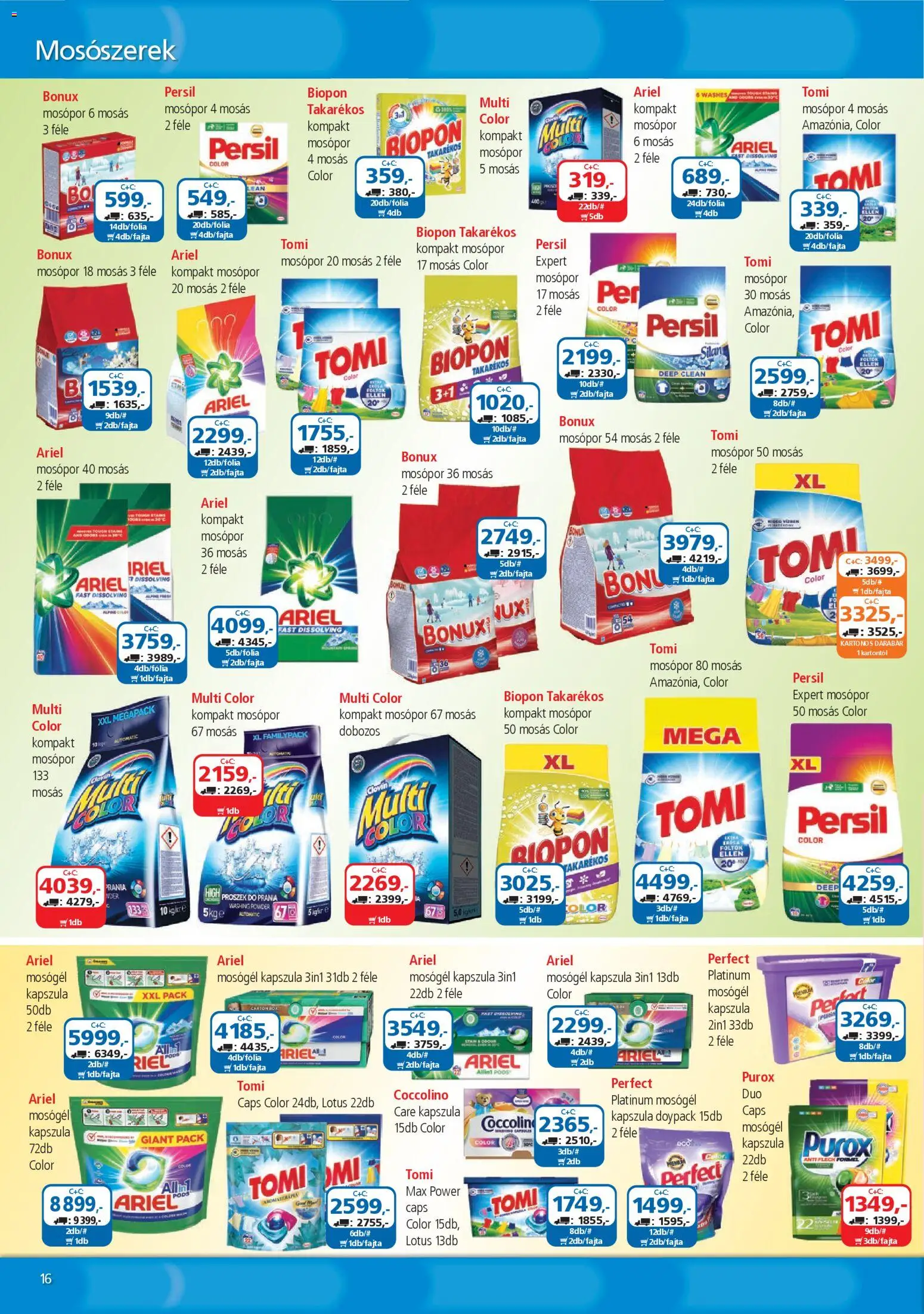 ÁRKLUB akciós ujság - amely érvényes a következő dátumtól: 01.11.2025 | Oldal: 16 | Termékek: Coccolino, Mosógél, Mosószerek, Mosópor